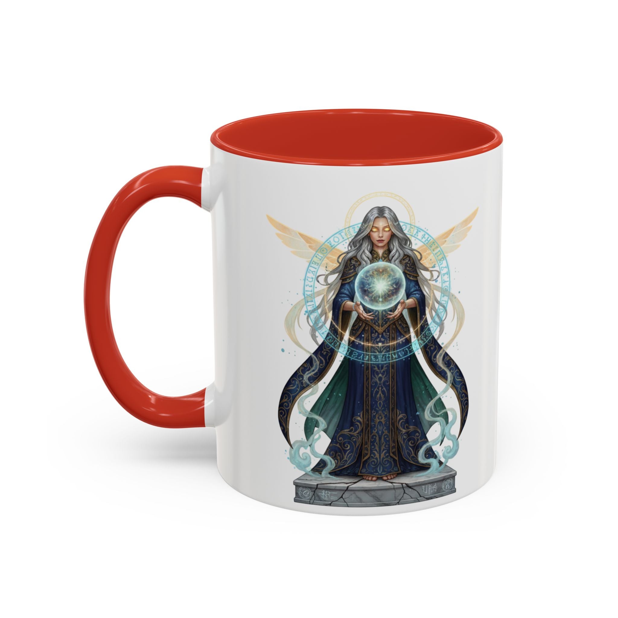 Mystic Oracle Coffee Mug — Woman with Crystal Ball Accent Mug