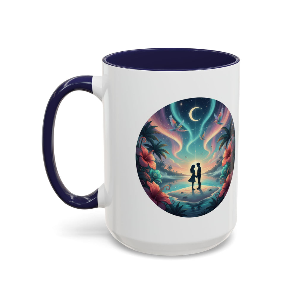 Tropical Sunset Coffee Mug — Romantic Beach Couple Accent Mug (11/15 oz)