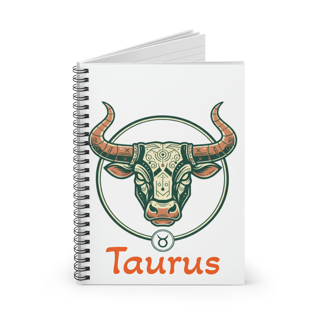 Taurus Zodiac Notebook — Bull Head Spiral Ruled Journal