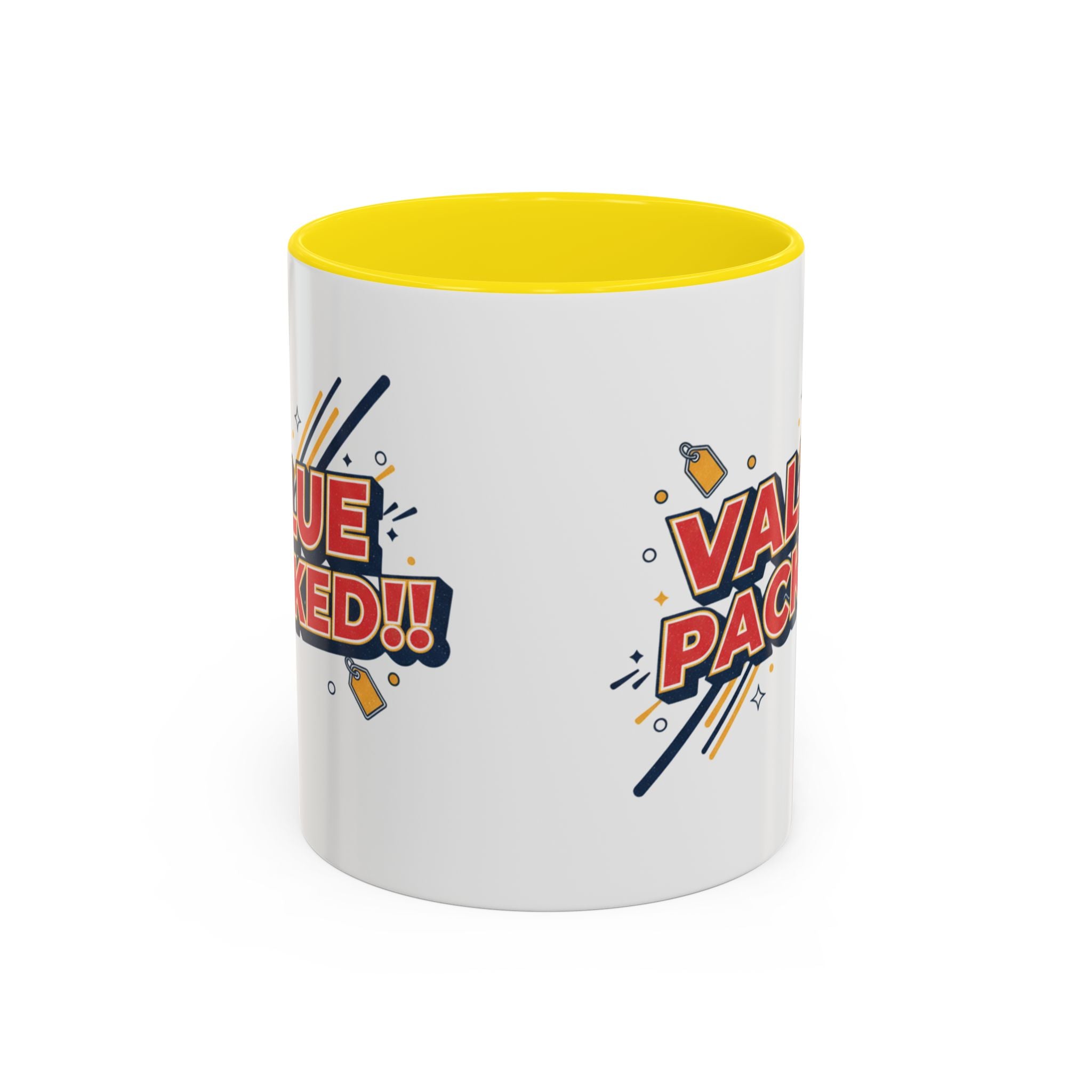 Value Packed!! Accent Coffee Mug — Bold Retro Comic Graphic (11/15 oz)