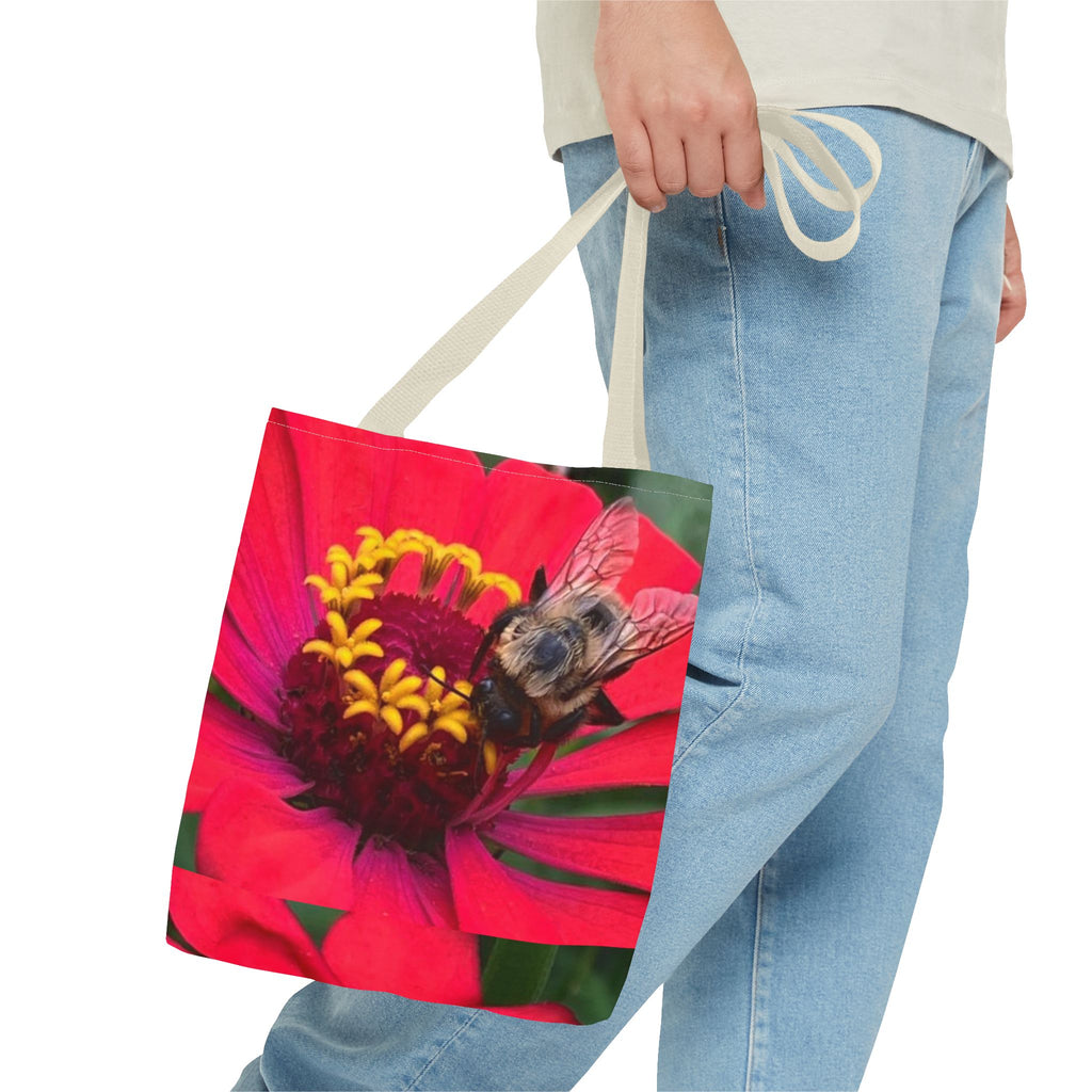 Floral Bee Tote Bag — Red Zinnia Garden Shopper