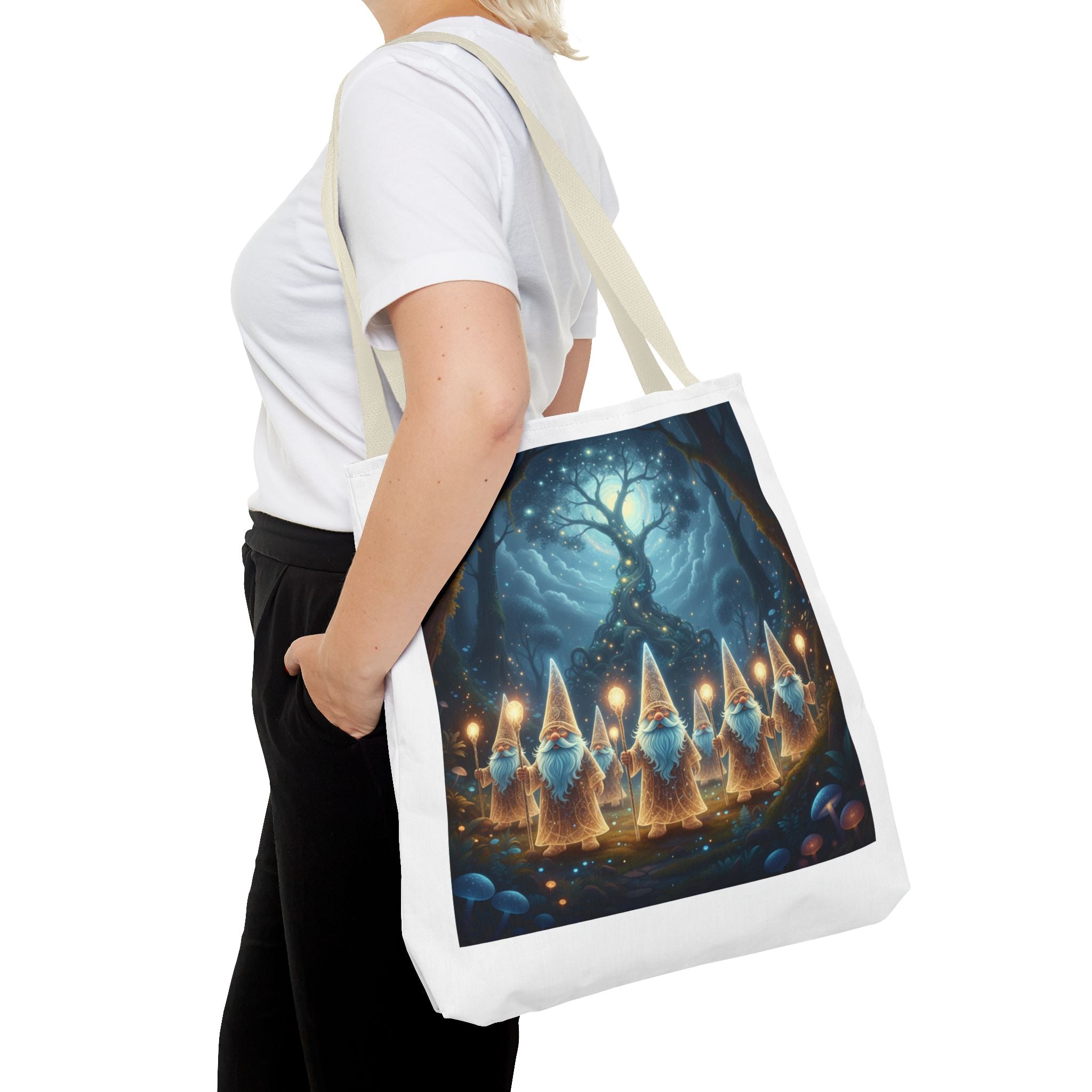 Mystical Gnome Forest Tote Bag — Candlelight Woodland Magic AOP