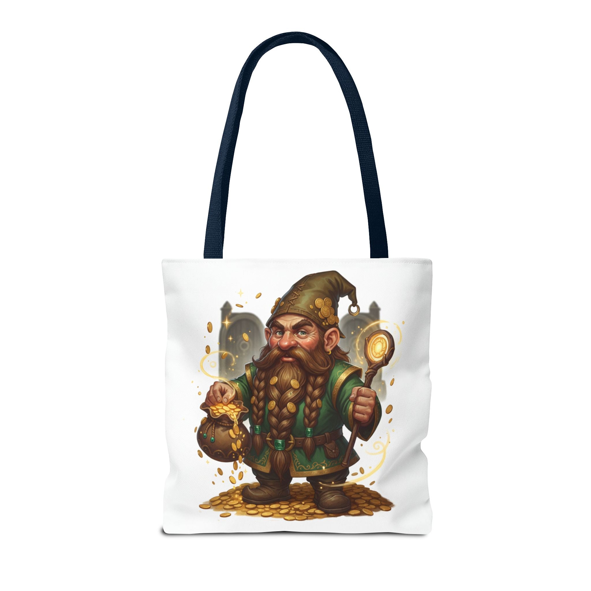 Gnome Goldkeeper Tote Bag – Fantasy Dwarf Coin Lover All-Over Print Tote