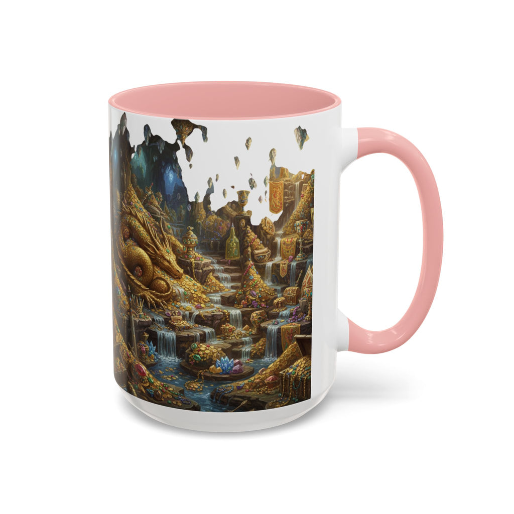 Dragon Hoard Accent Coffee Mug — Fantasy Treasure Landscape (11/15 oz)