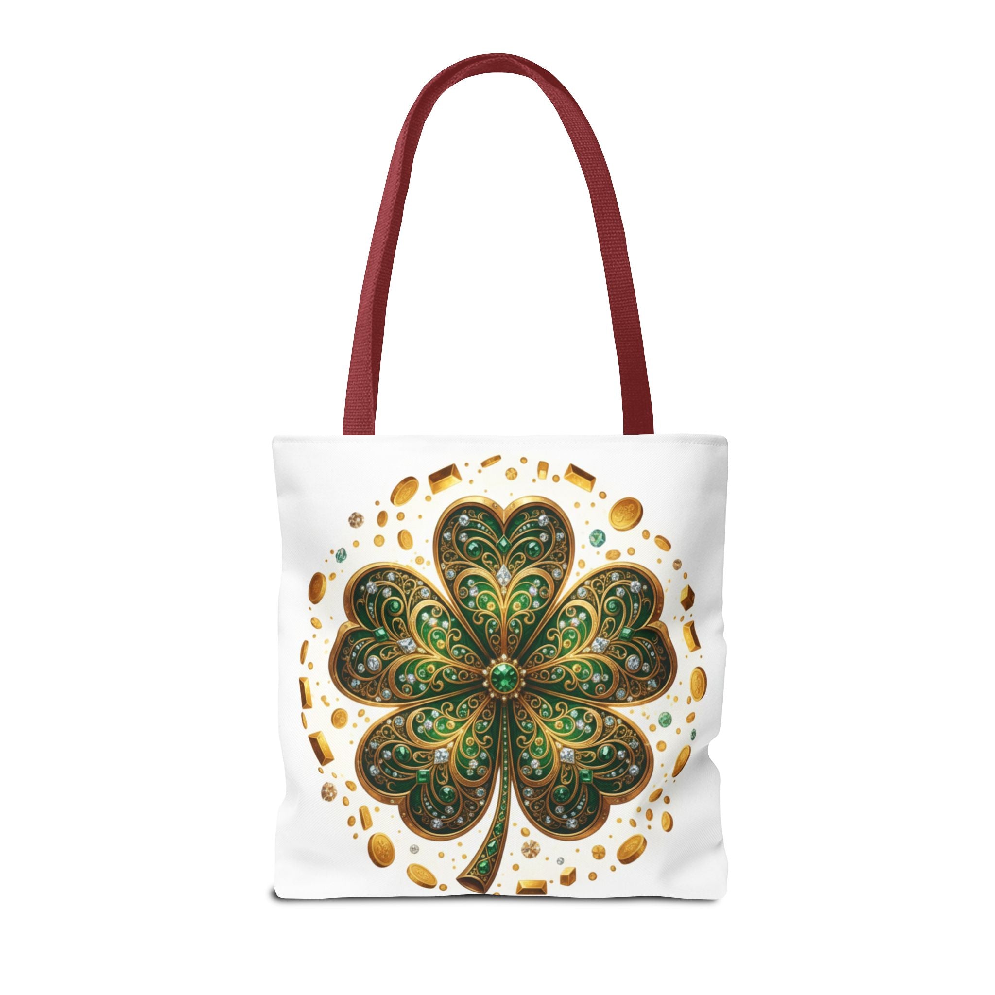 Celtic Shamrock Tote Bag — Green Four-Leaf Clover St. Patrick’s Day All-Over Print
