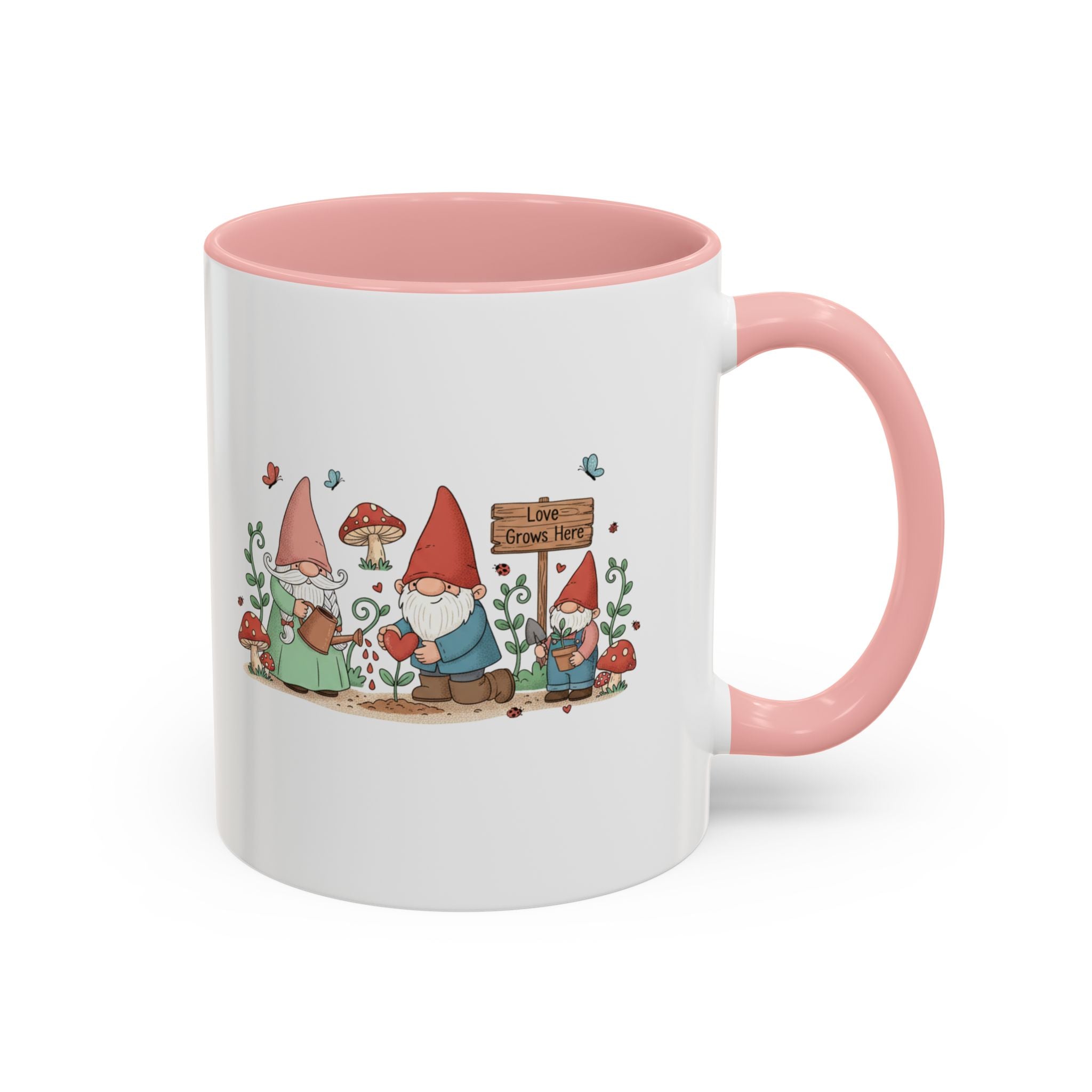 Gnome Garden Coffee Mug — Cute ‘Love Grows Here’ Accent Mug