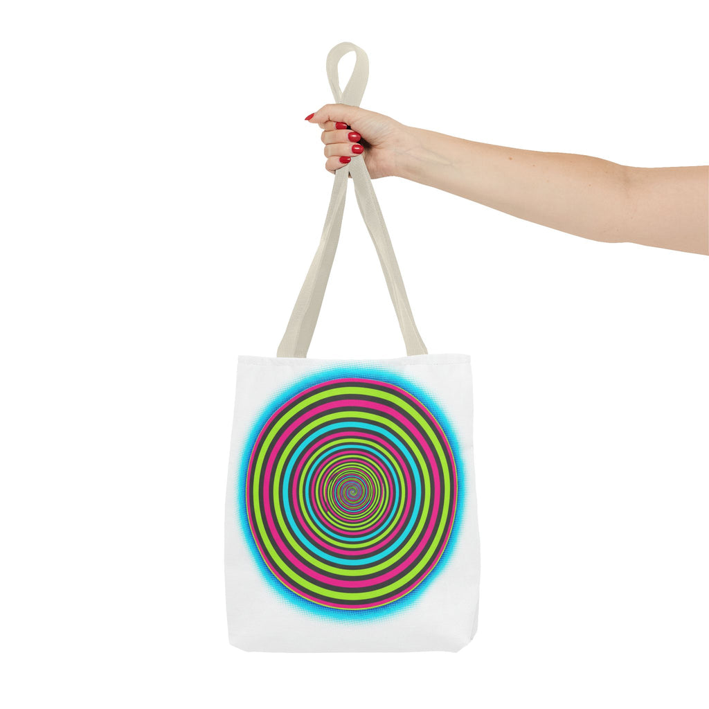 Psychedelic Spiral Tote Bag — Colorful Vortex All-Over Print Tote