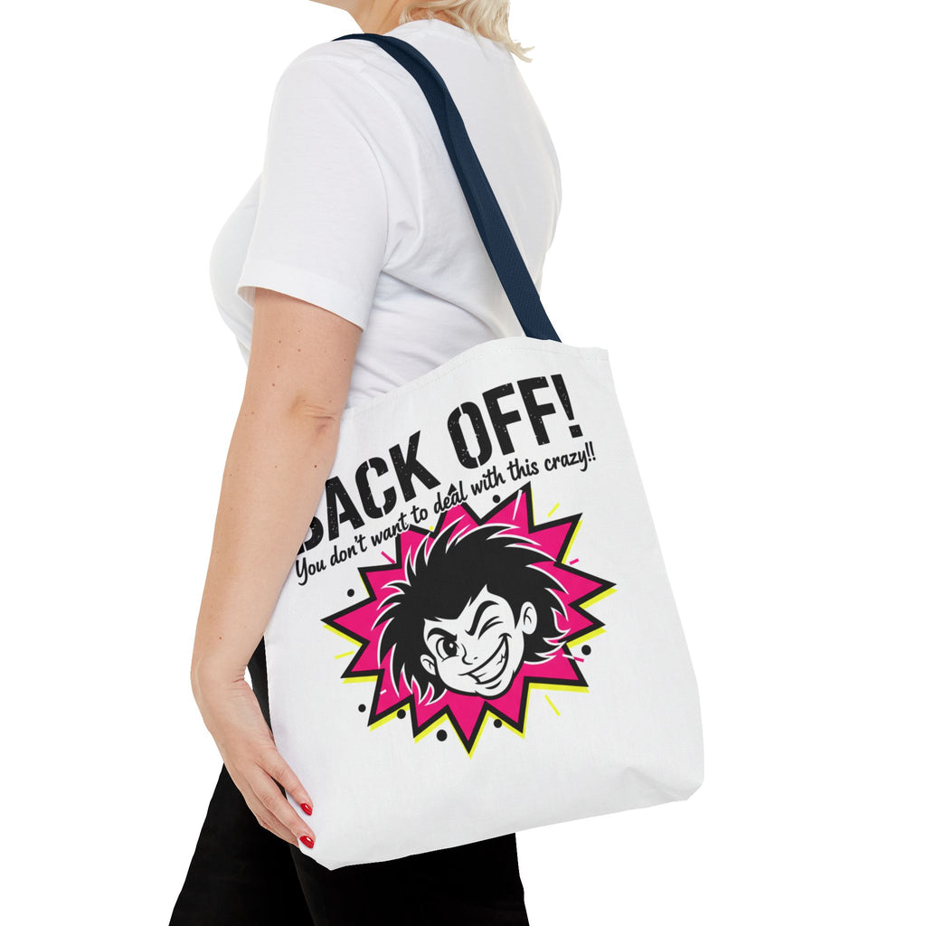 Back Off! Graphic Tote Bag — Funny Retro Punk Design