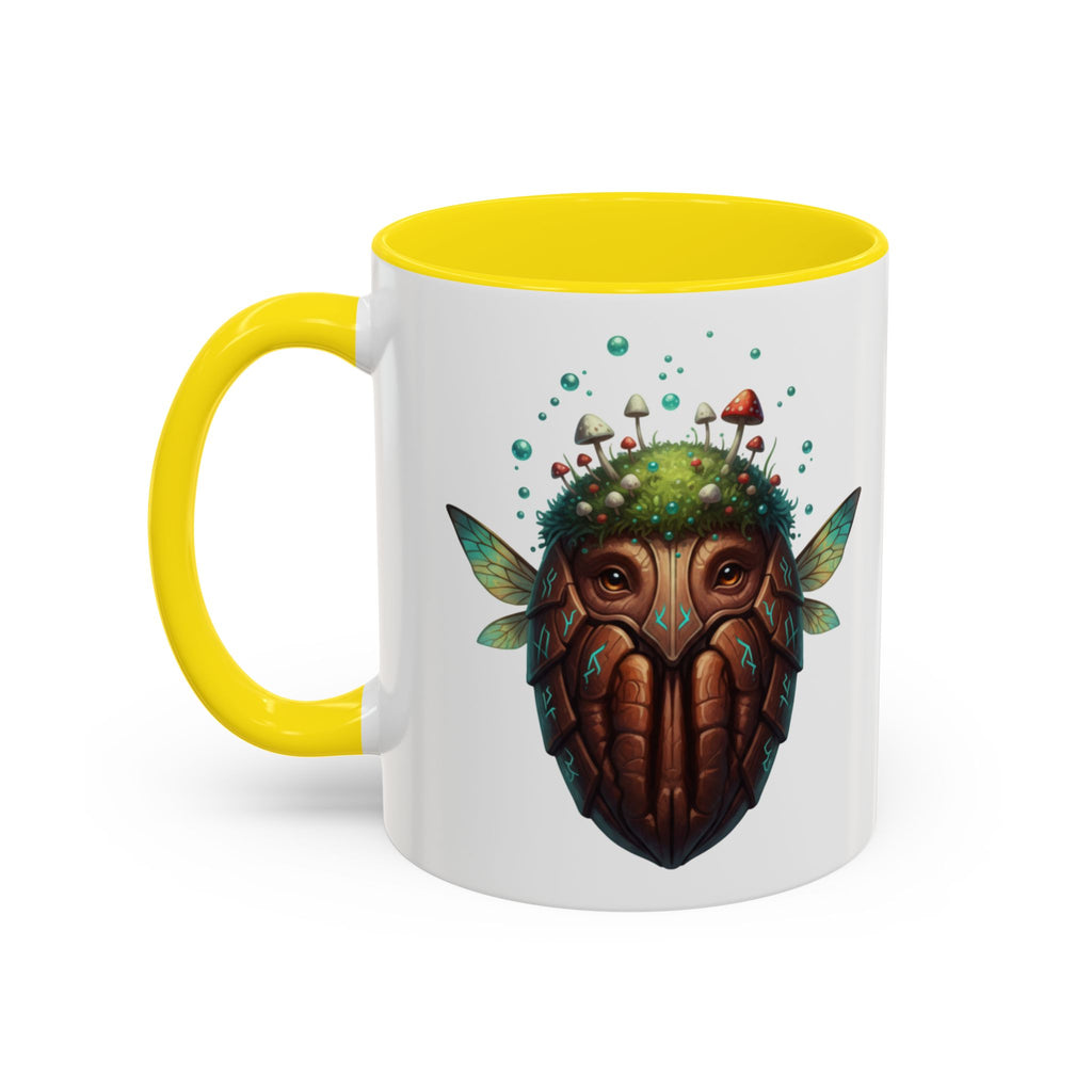 Mushroom Forest Mask Accent Coffee Mug — Fantasy Woodland Creature 11/15oz