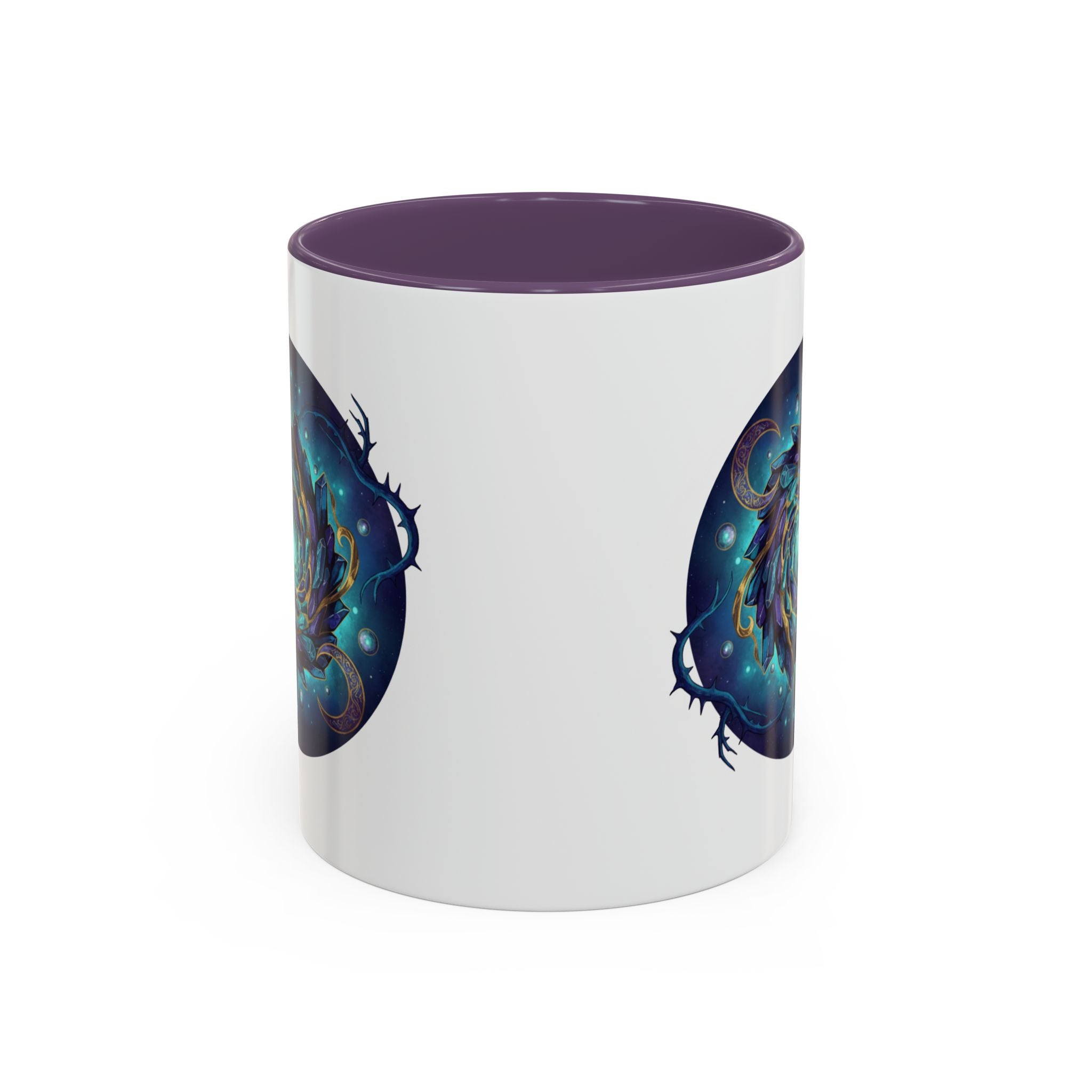Galaxy Feather Spiral Accent Mug — Cosmic Boho Coffee Cup (11/15oz)