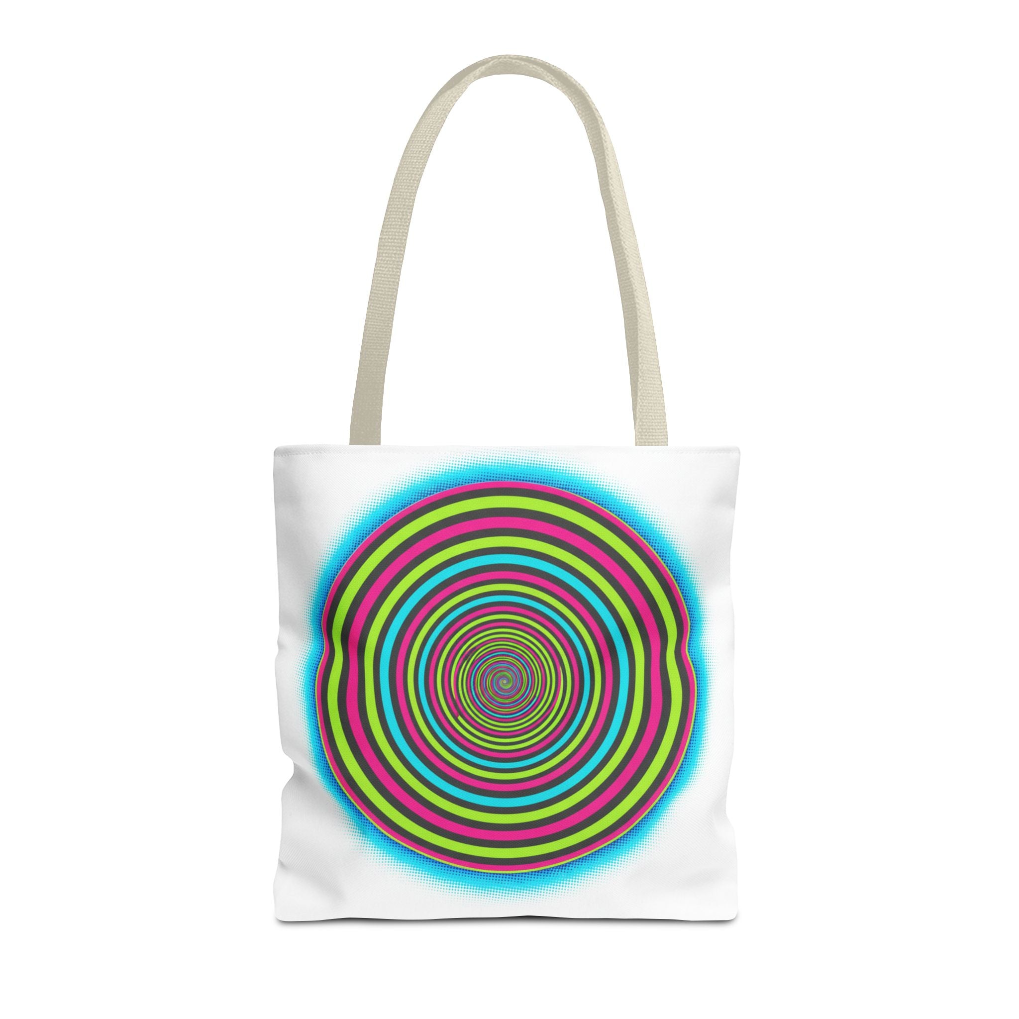 Psychedelic Spiral Tote Bag — Colorful Vortex All-Over Print Tote