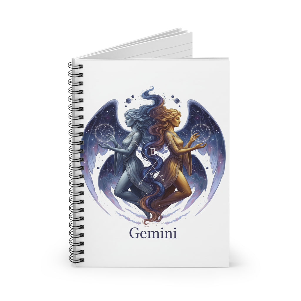 Gemini Zodiac Spiral Notebook — Astrological Twin Stars Ruled Journal