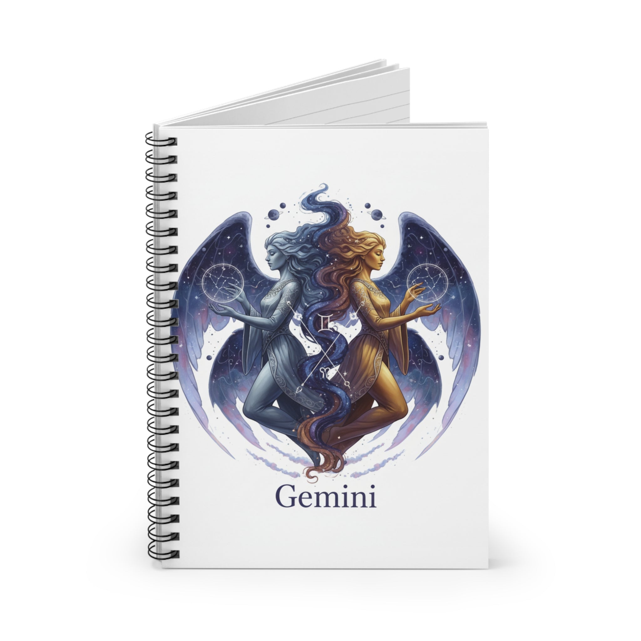 Gemini Zodiac Spiral Notebook — Astrological Twin Stars Ruled Journal