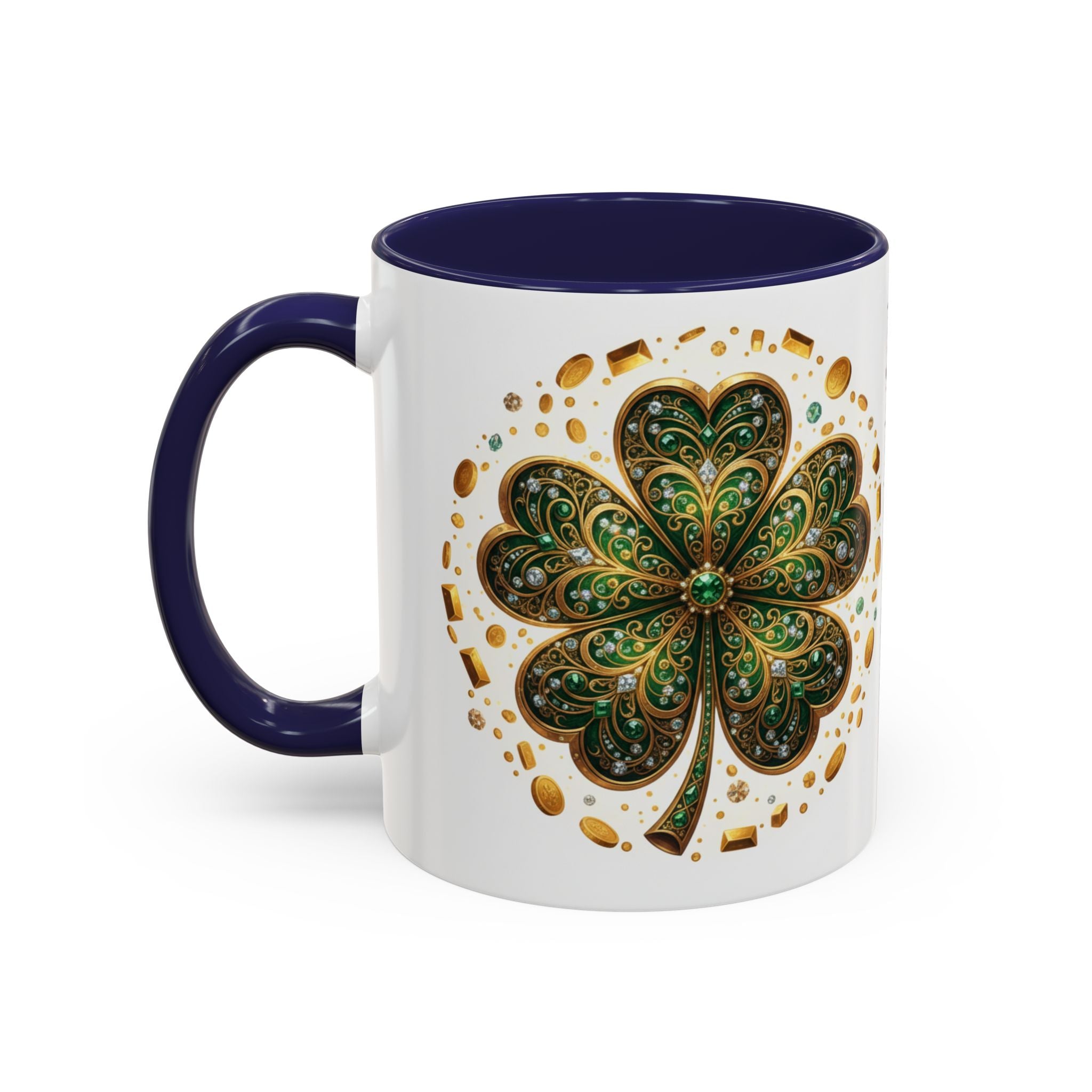 St. Patrick's Shamrock Coffee Mug — "Money Flows to Me" Lucky Charm Accent Mug