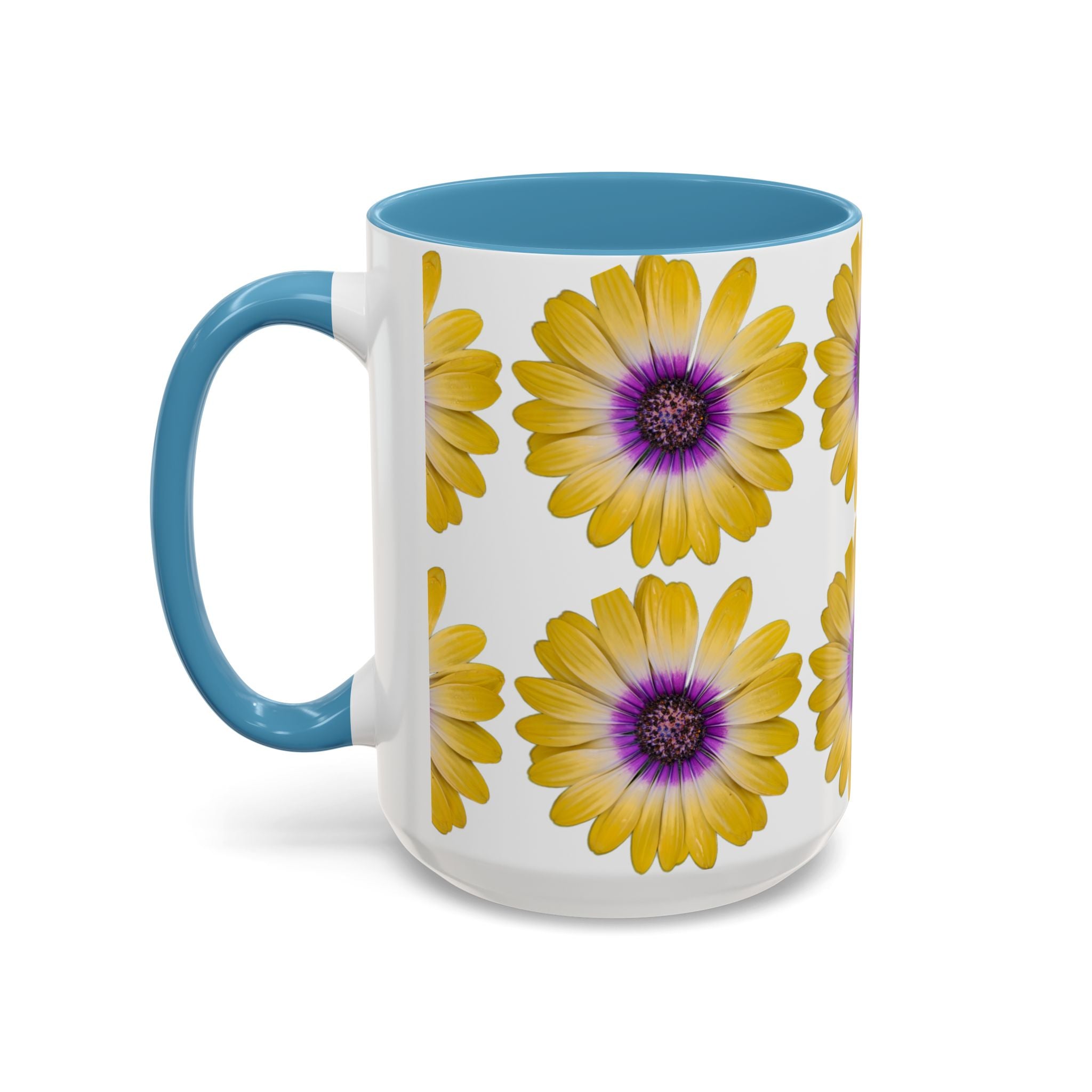 Yellow Purple Daisy Accent Coffee Mug – Floral Pattern 11/15oz