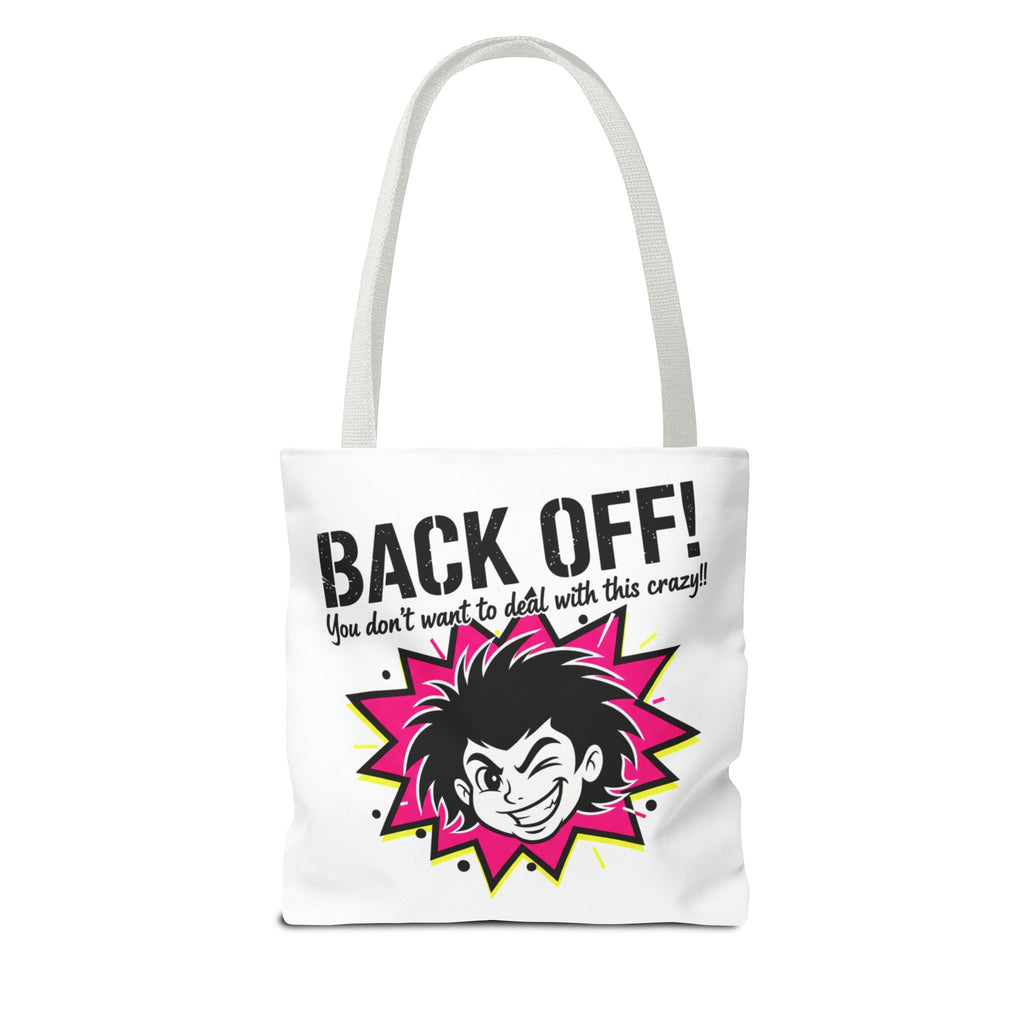 Back Off! Graphic Tote Bag — Funny Retro Punk Design