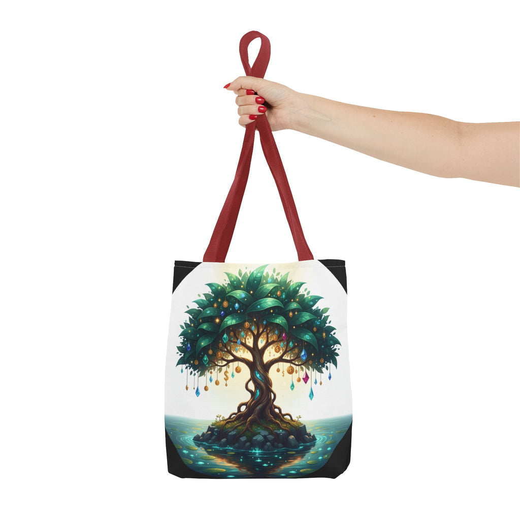 Enchanted Tree Tote Bag - Mystical Gem-Decorated Tree All-Over Print