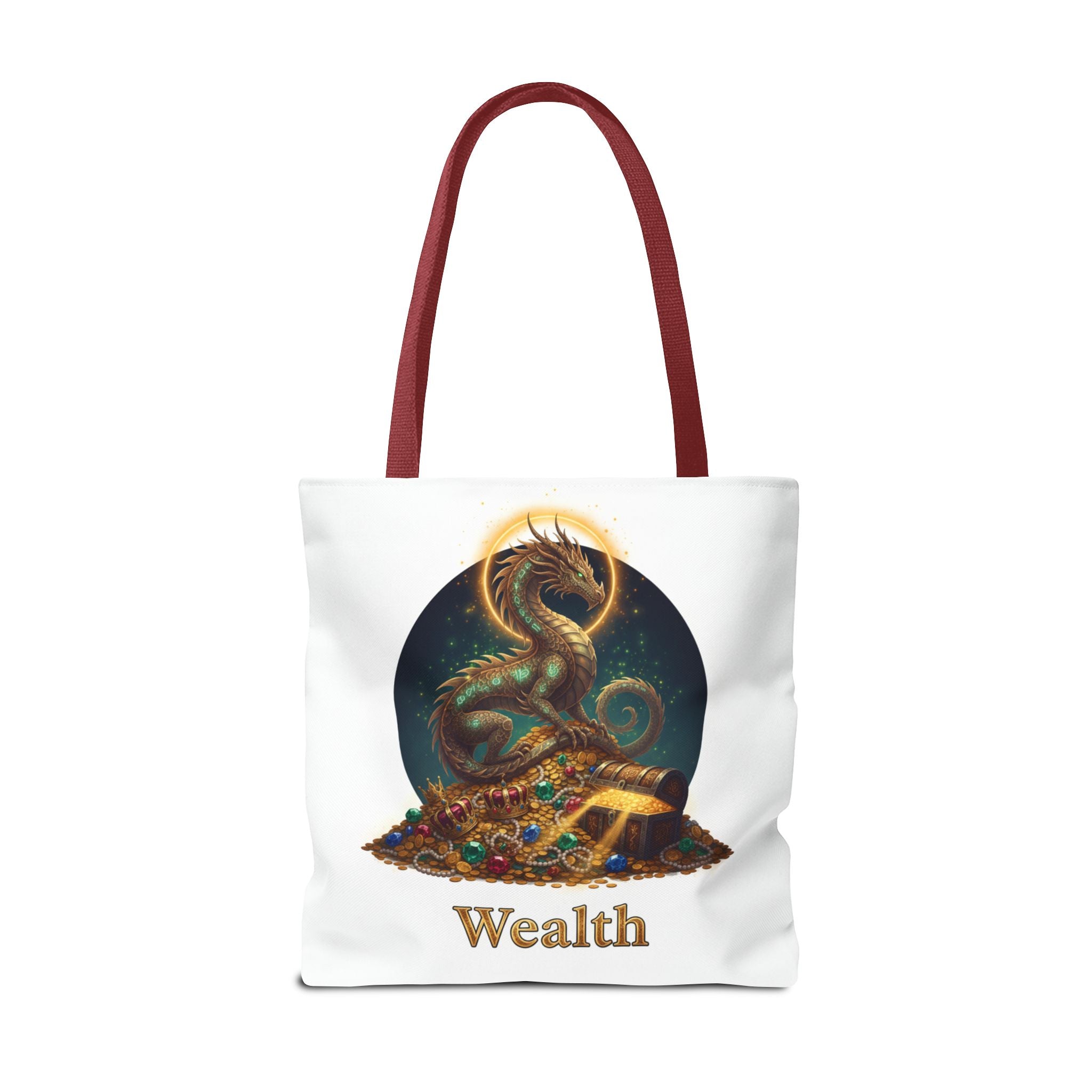 Wealth Dragon Tote Bag — Fantasy Dragon Treasure Illustration Tote