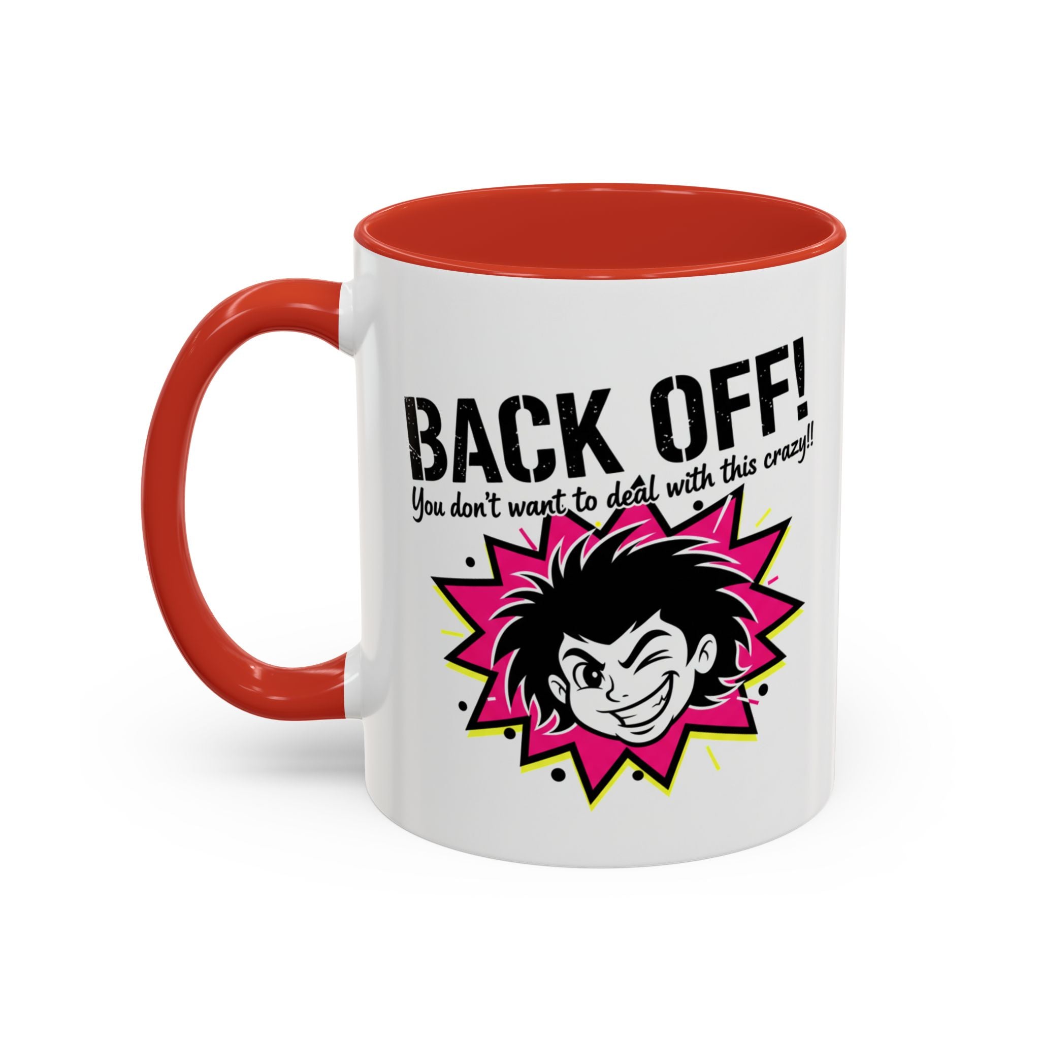 Back Off! Funny Cartoon Face Accent Coffee Mug — 11/15oz