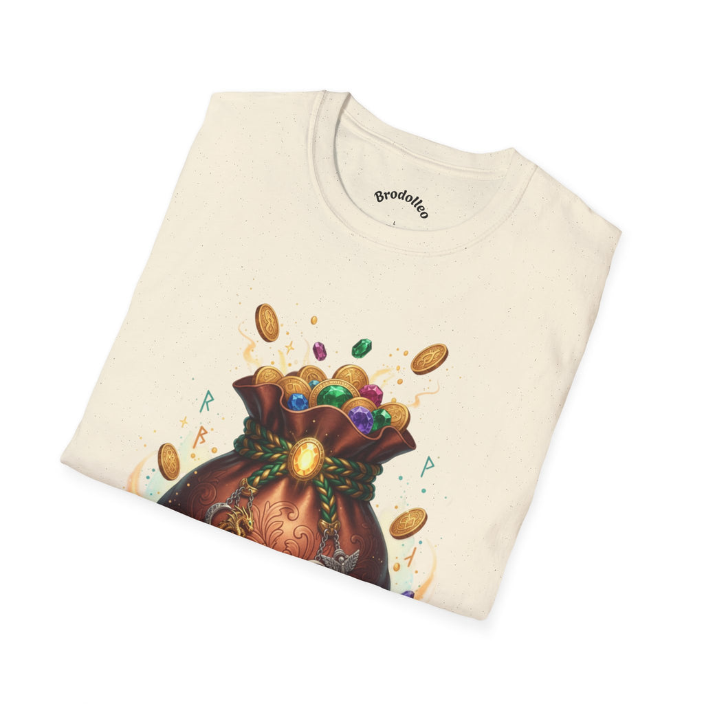 Treasure Pouch T-Shirt — Gold Coins & Gems Fantasy Graphic Tee