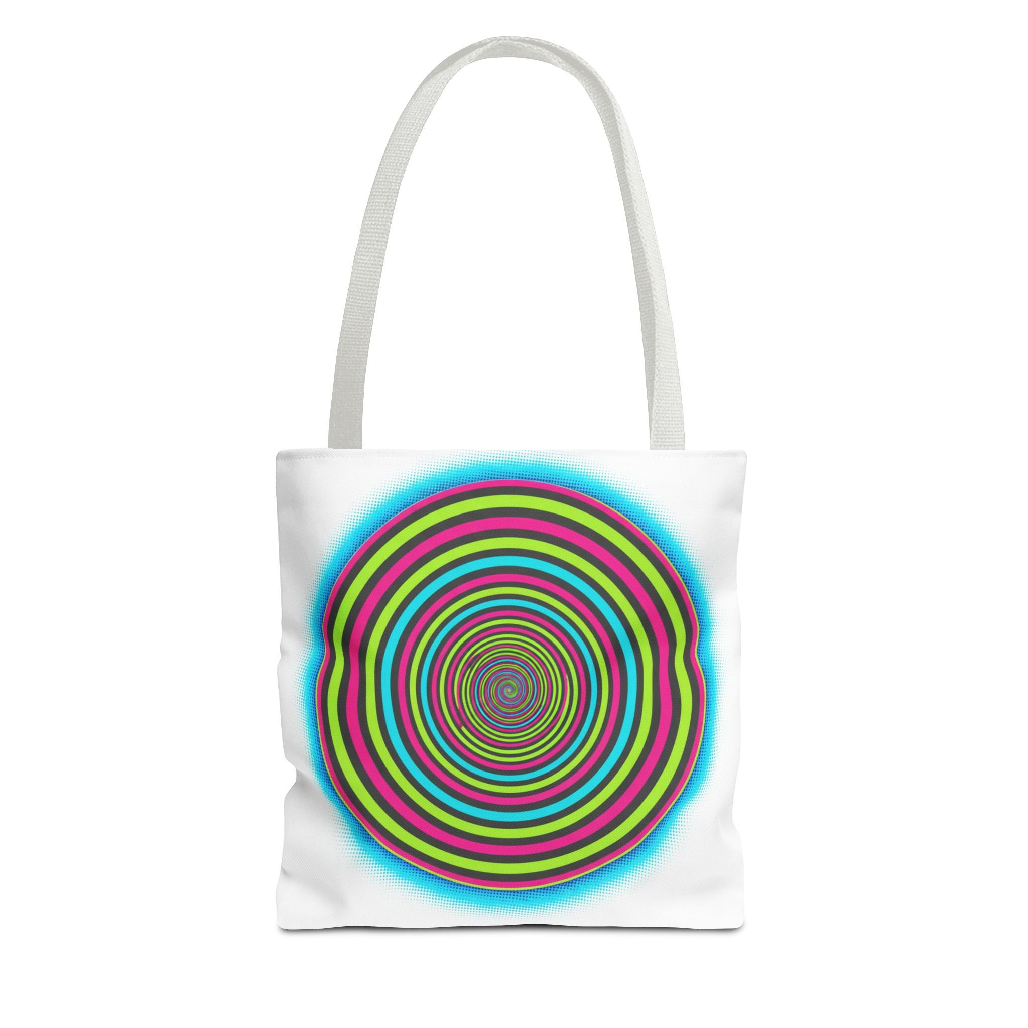 Psychedelic Spiral Tote Bag — Colorful Vortex All-Over Print Tote