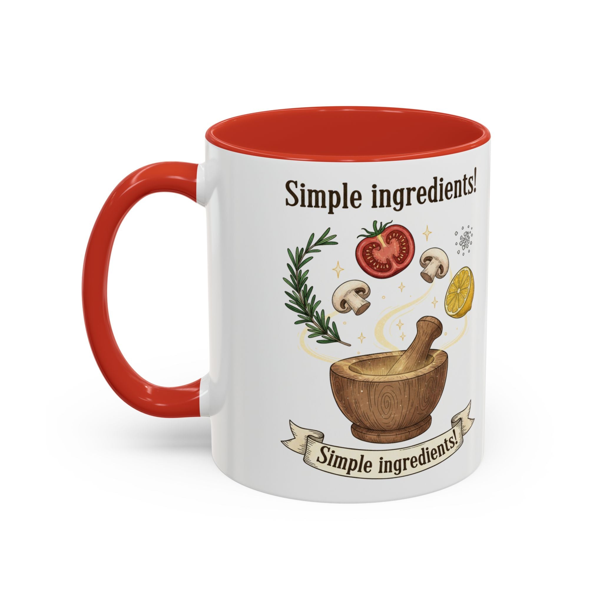 Simple Ingredients Coffee Mug — Cute Kitchen Mortar & Herbs Ceramic Accent Mug