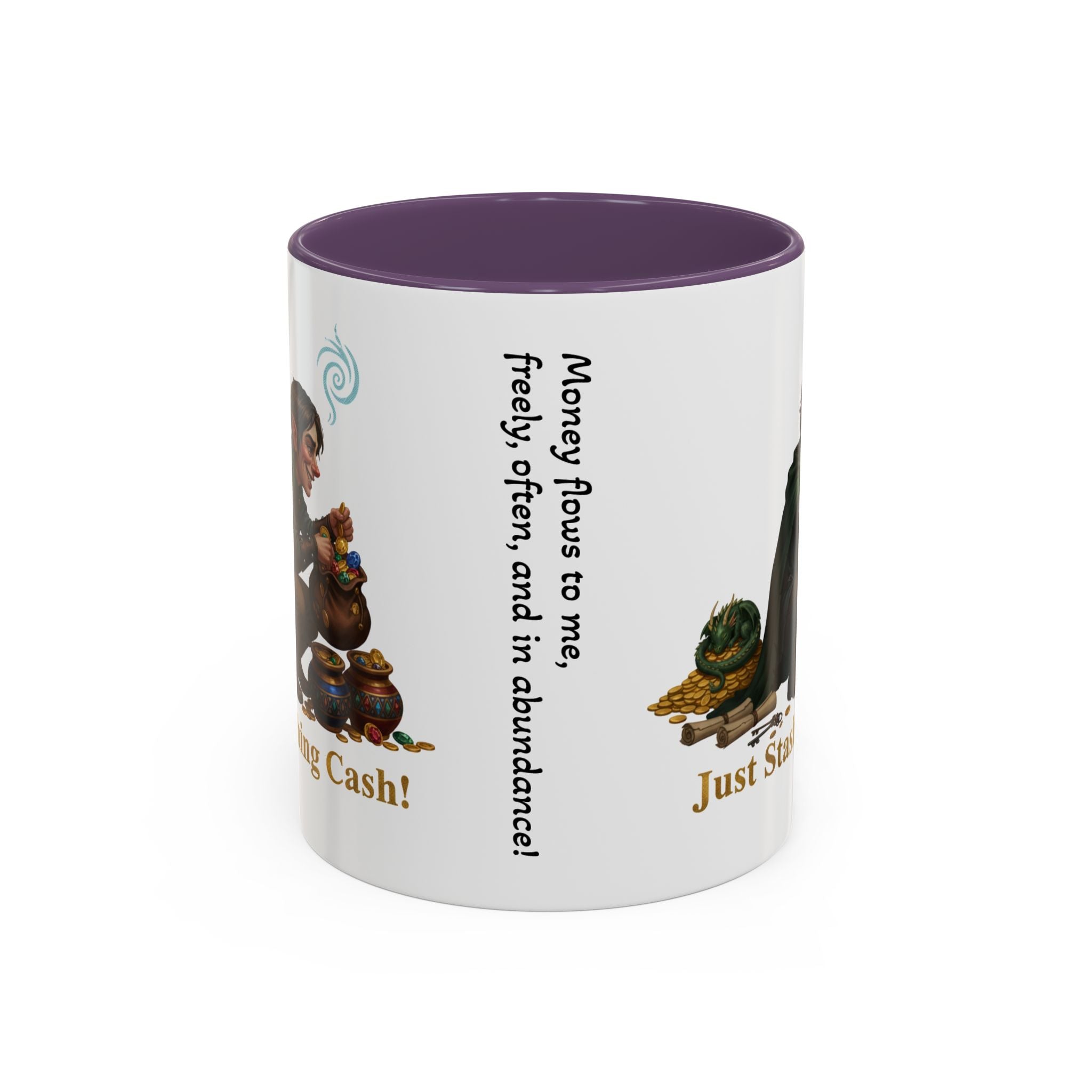 Accent Coffee Mug — "Just Stashing Cash!" Fantasy Gnome Money Mug (11/15oz)