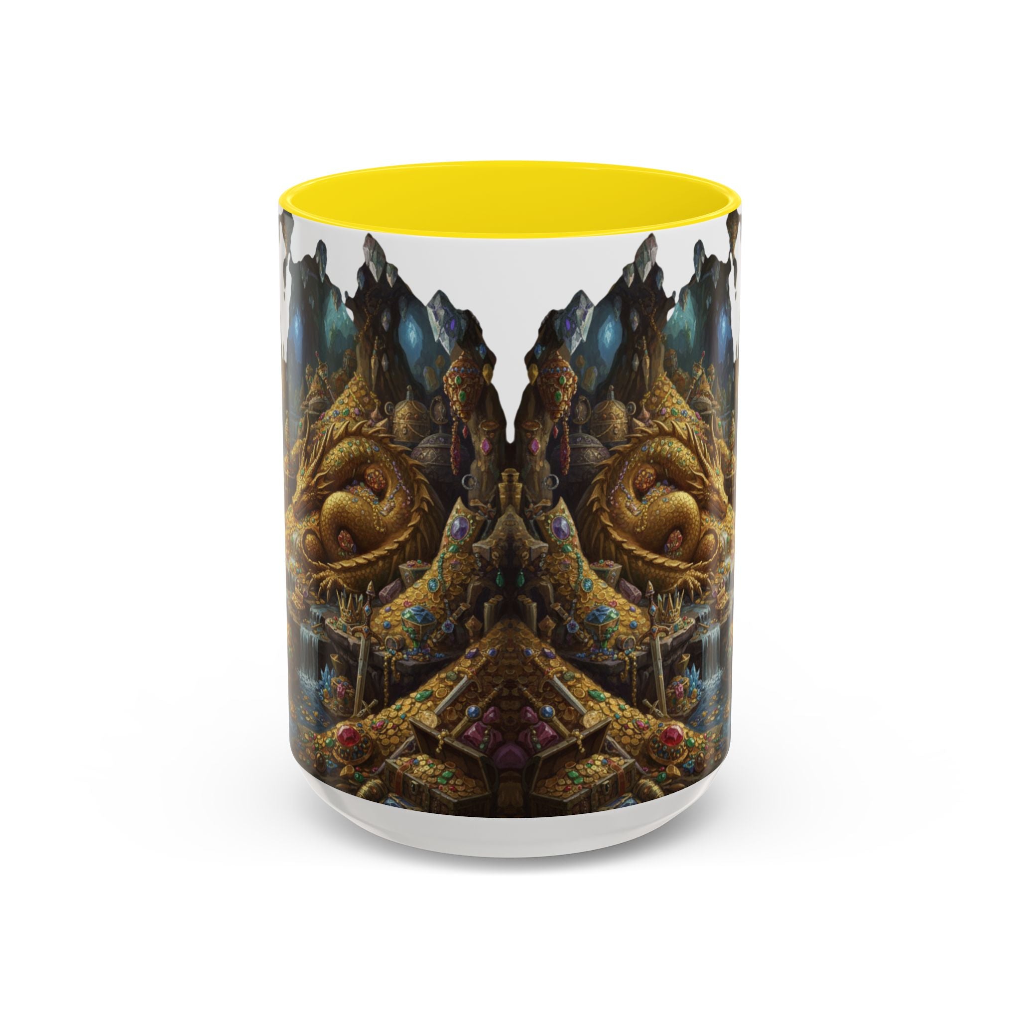 Dragon Hoard Accent Coffee Mug — Fantasy Treasure Landscape (11/15 oz)