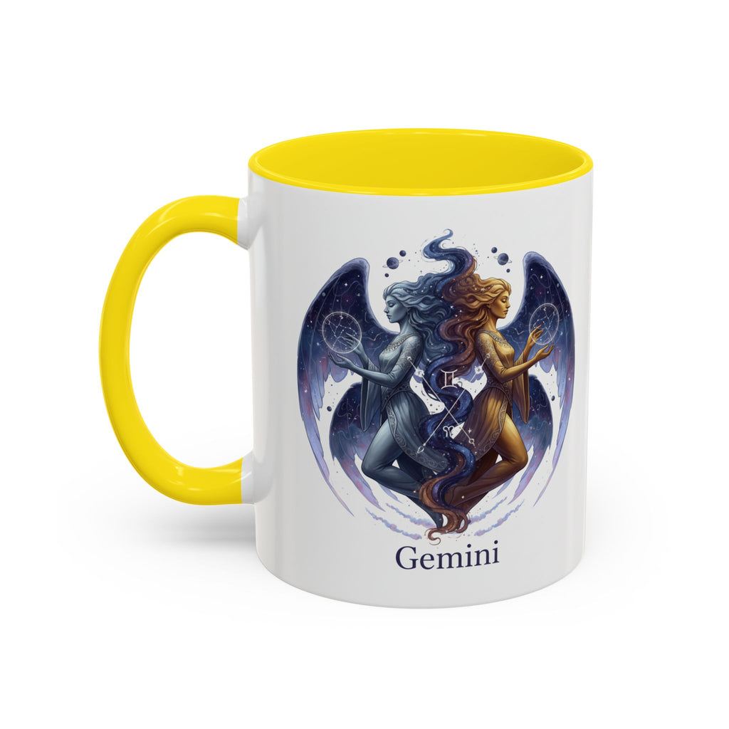 Gemini Zodiac Coffee Mug — Twin Stars Astrology Accent Mug (11/15oz)