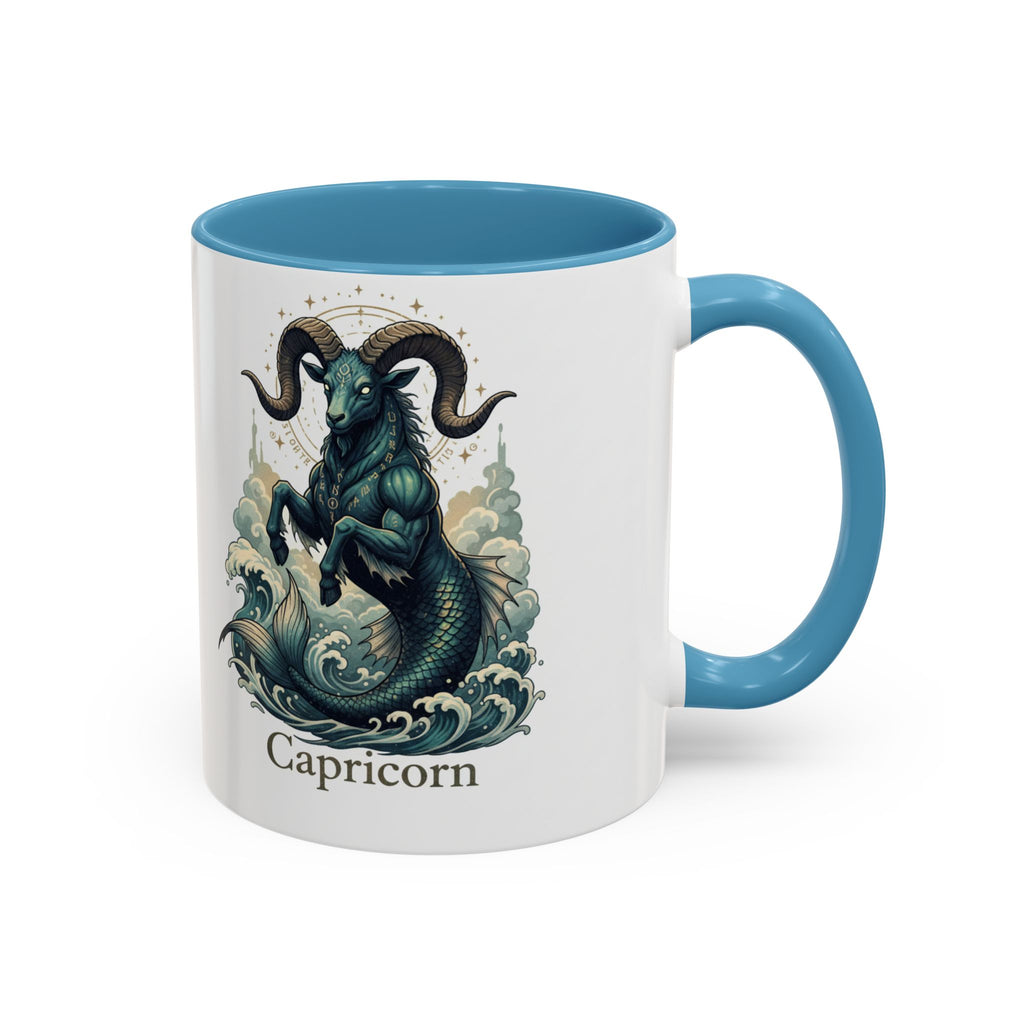 Capricorn Sea-Goat Accent Coffee Mug — Zodiac Astrology Ceramic Gift (11/15oz)