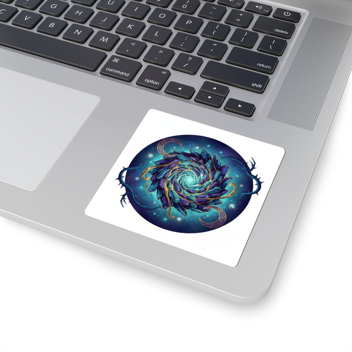 Mystic Crystal Spiral Sticker — Cosmic Blue Kiss-Cut Decal