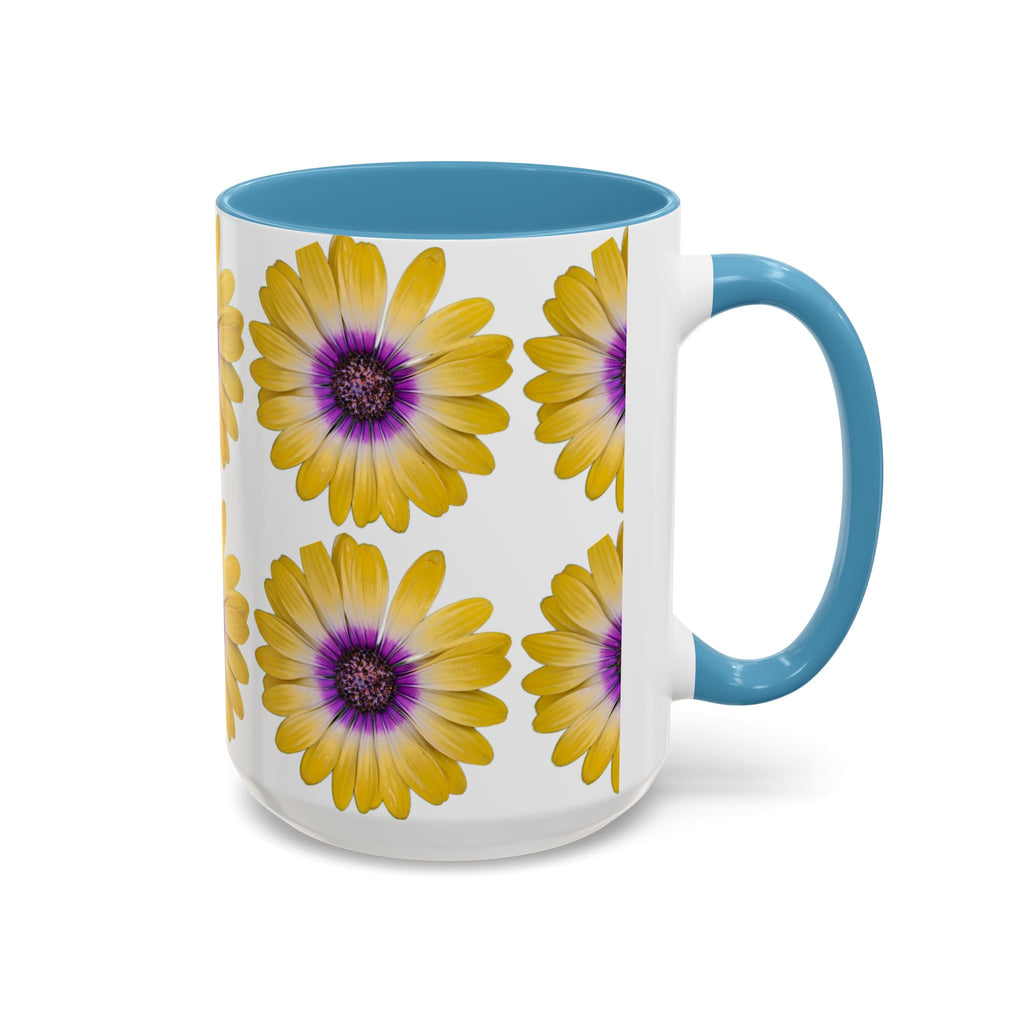 Yellow Purple Daisy Accent Coffee Mug – Floral Pattern 11/15oz