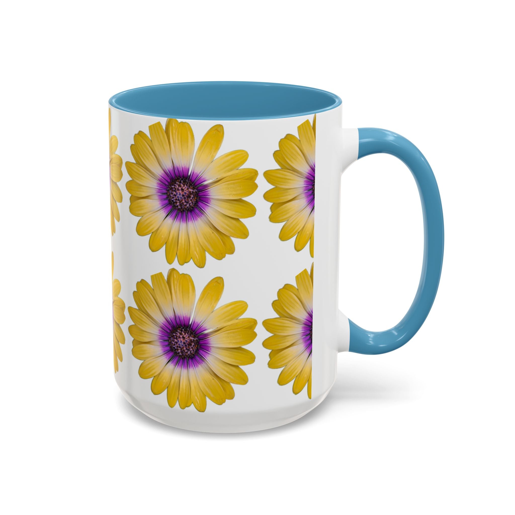 Yellow Purple Daisy Accent Coffee Mug – Floral Pattern 11/15oz