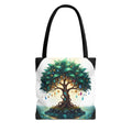 Enchanted Tree Tote Bag - Mystical Gem-Decorated Tree All-Over Print