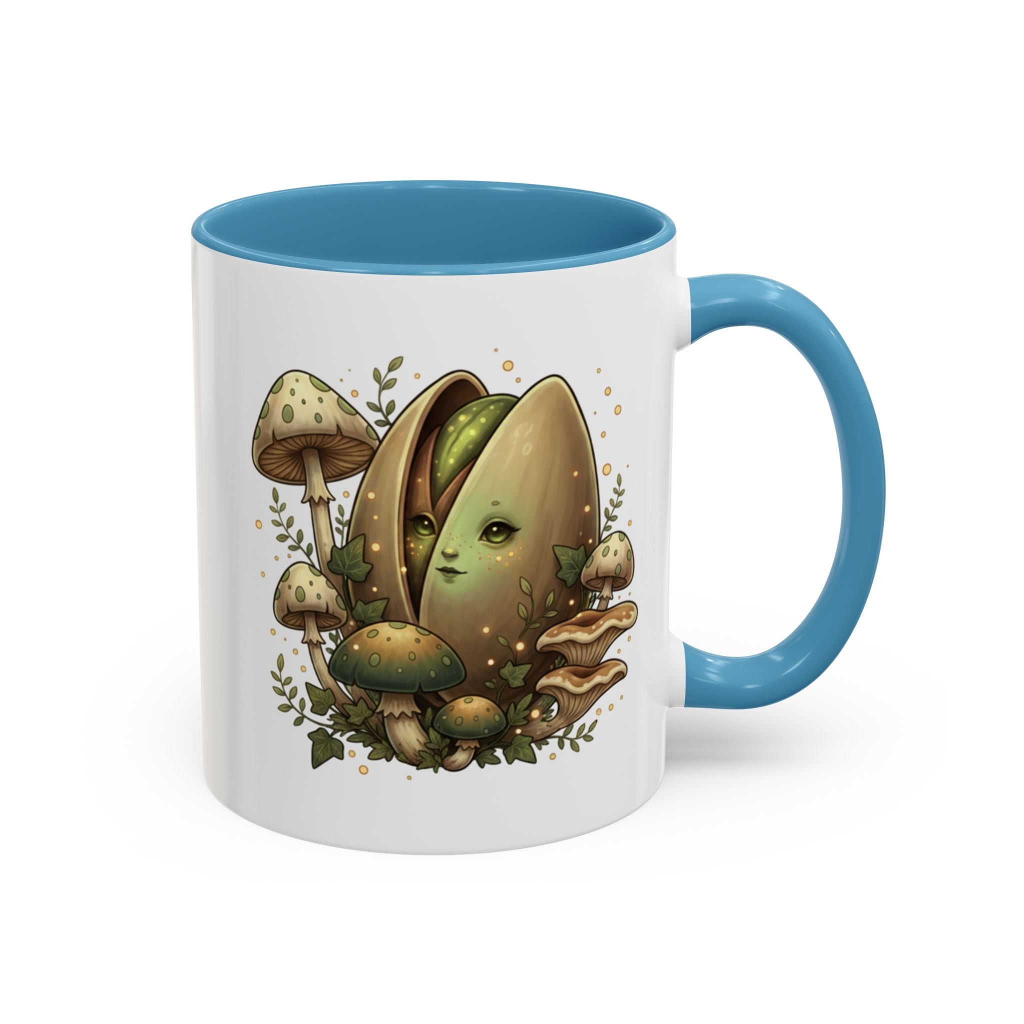 Mushroom Forest Accent Coffee Mug — Cute Woodland Fungi Design (11/15oz)