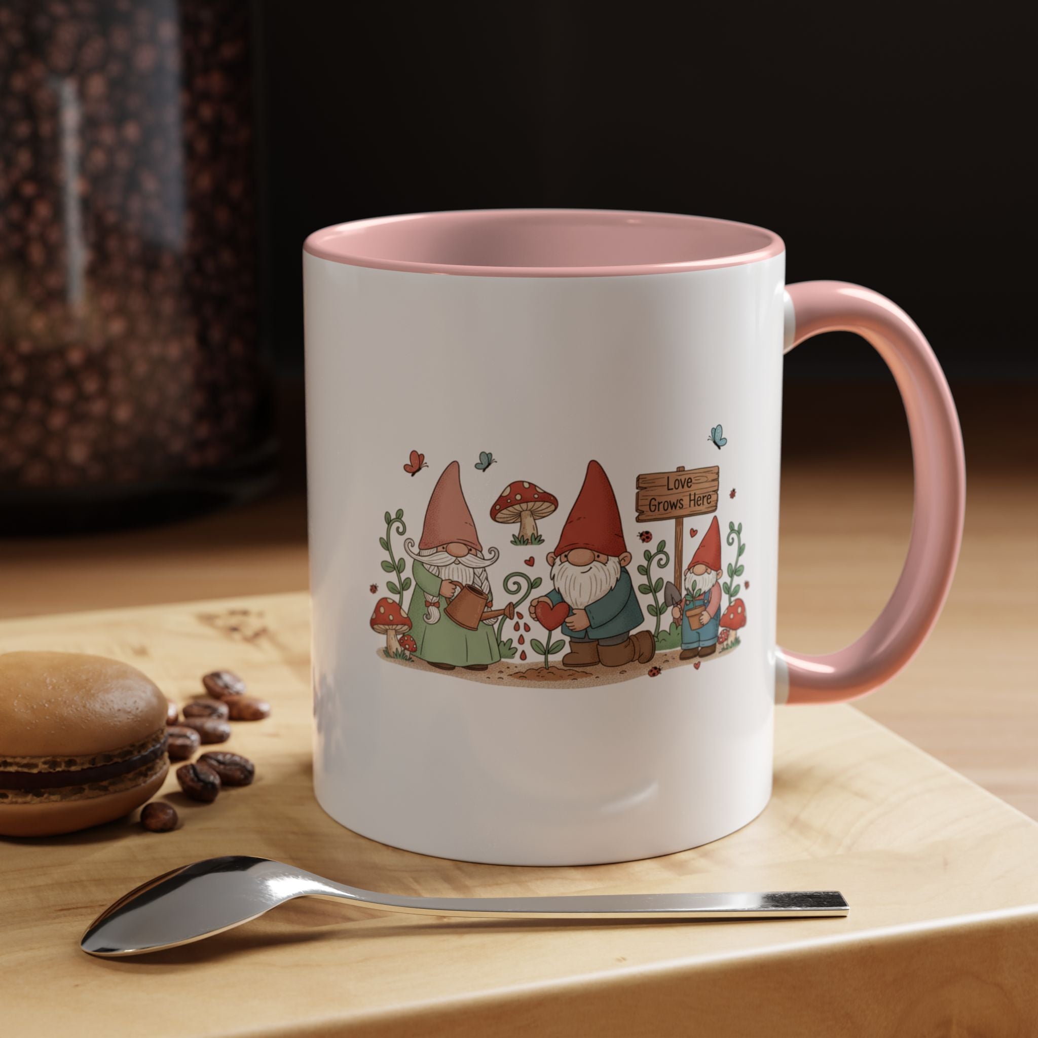 Gnome Garden Coffee Mug — Cute ‘Love Grows Here’ Accent Mug