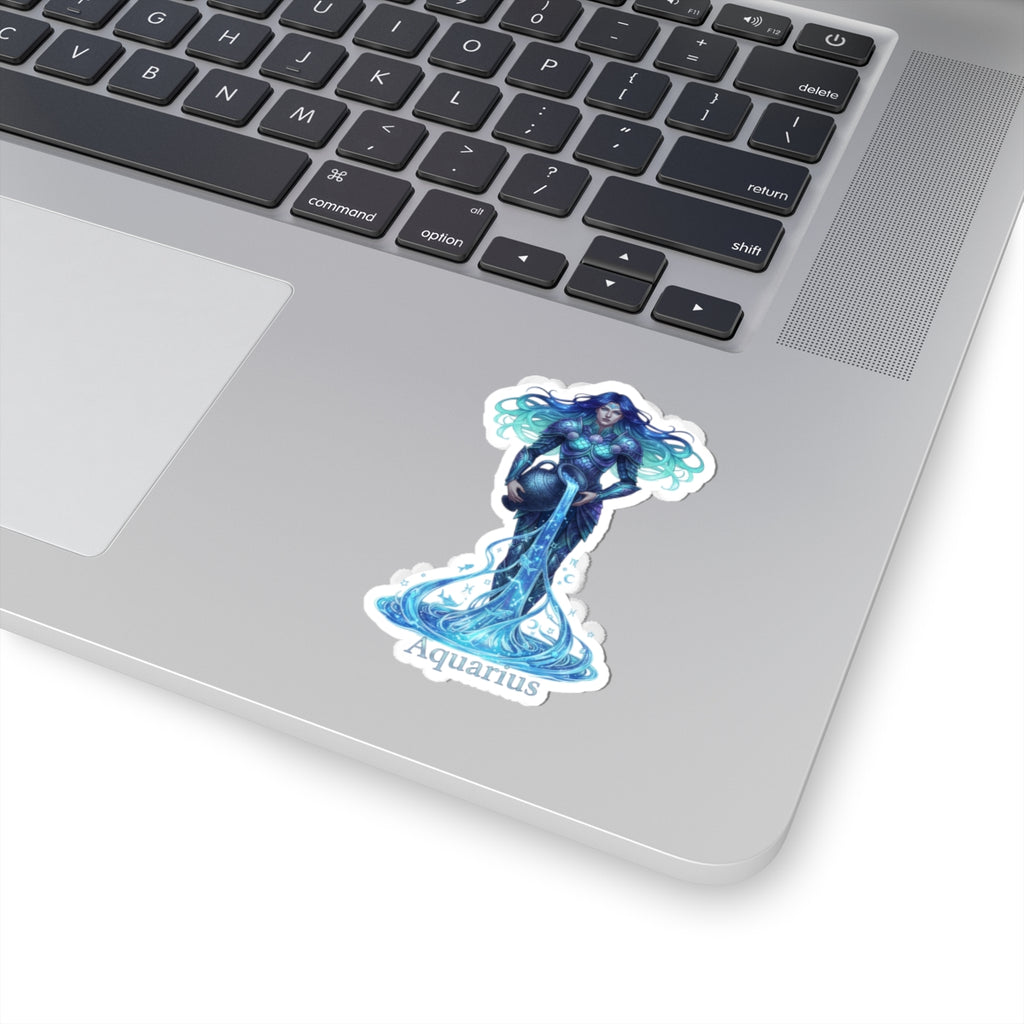 Aquarius Zodiac Kiss-Cut Sticker — Mystical Water-Bearer Laptop Decal