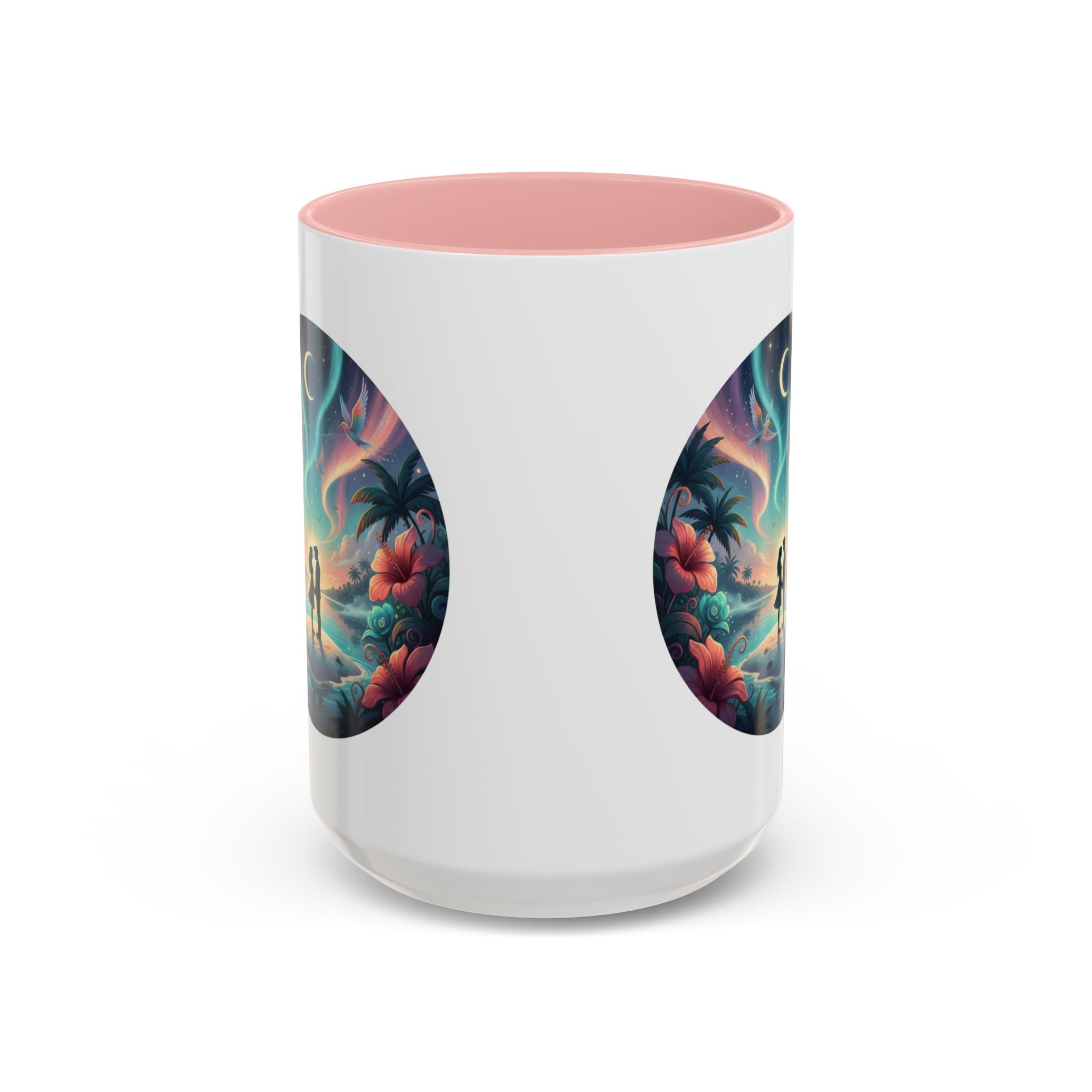 Tropical Sunset Coffee Mug — Romantic Beach Couple Accent Mug (11/15 oz)