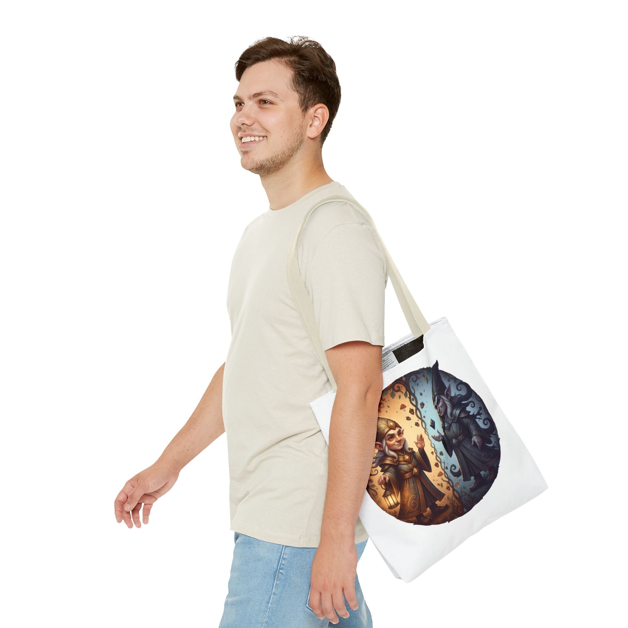 Gnome Duality Tote Bag — Day & Night Fantasy Illustration