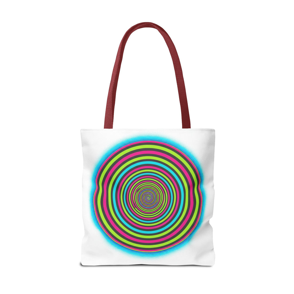 Psychedelic Spiral Tote Bag — Colorful Vortex All-Over Print Tote