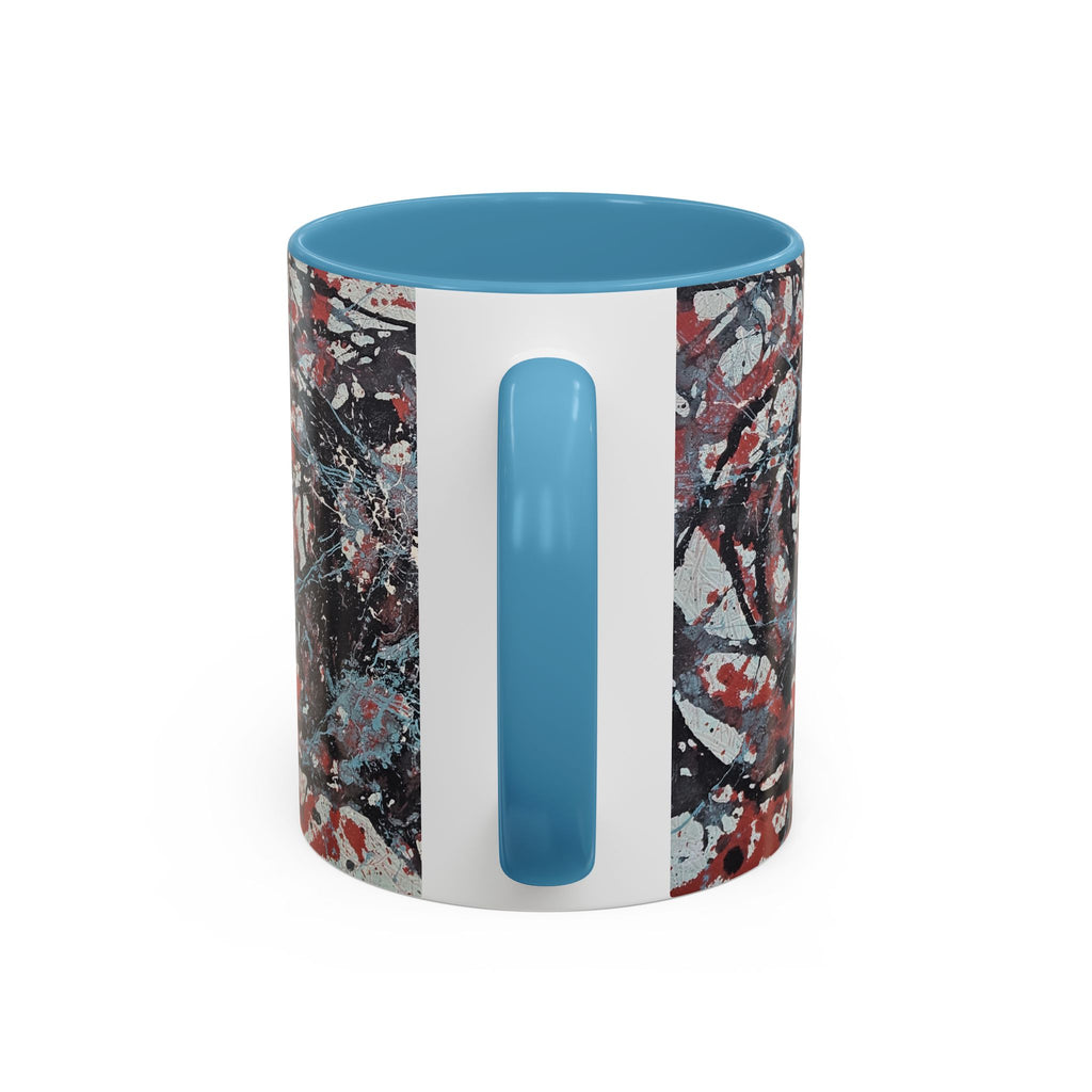 Abstract Splatter Accent Coffee Mug — Red, Black & White Artistic Design (11/15oz)