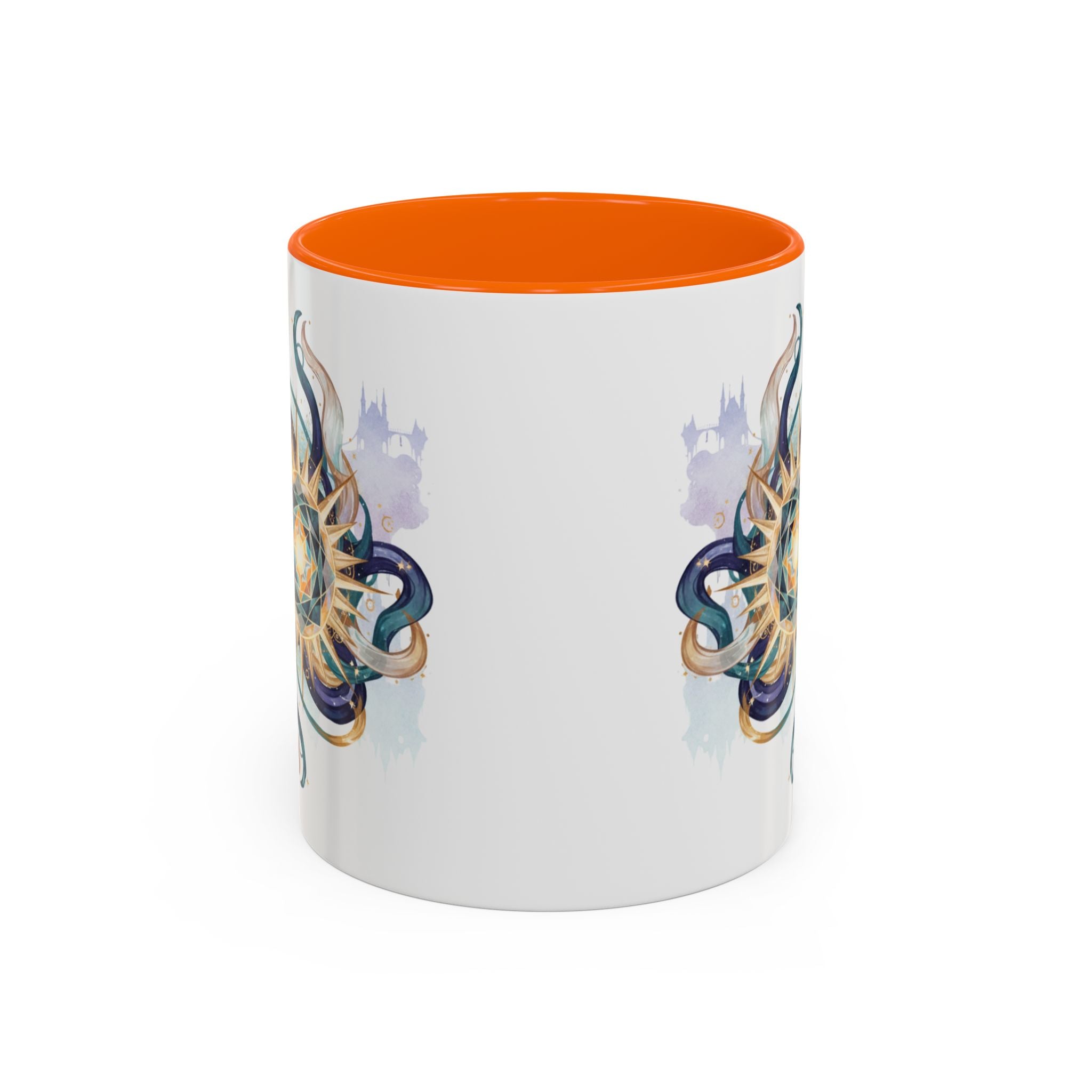 Celestial Nautilus Accent Coffee Mug — Ocean Sun Compass Art (11/15oz)