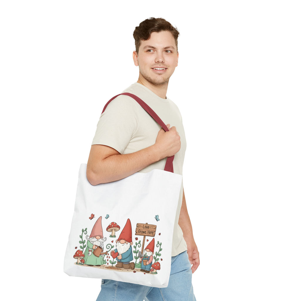Gnome Garden Tote Bag – Cute Mushroom Gnomes All-Over Print