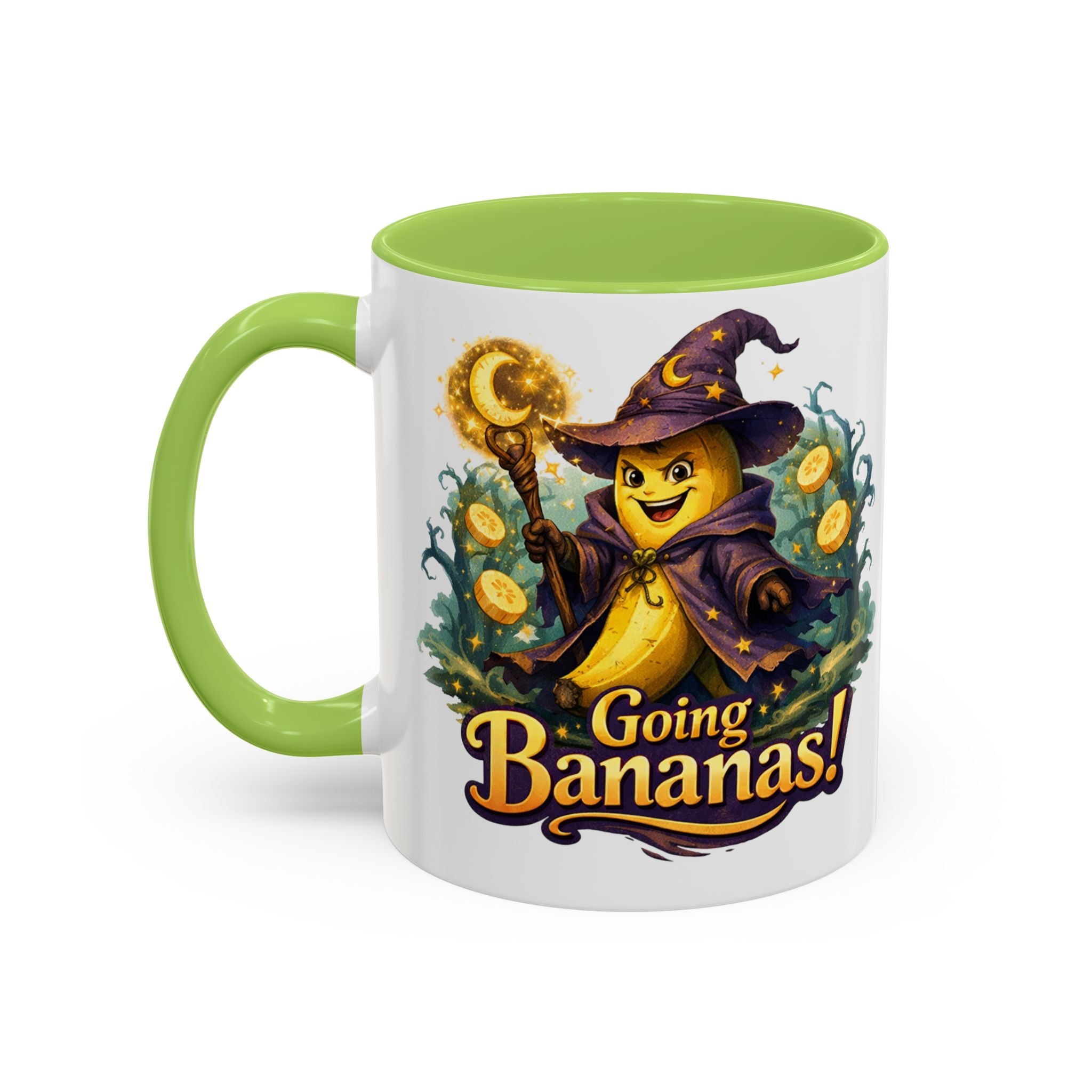 Going Bananas! Witch Banana Accent Coffee Mug — Fun Halloween Coffee Cup (11/15oz)