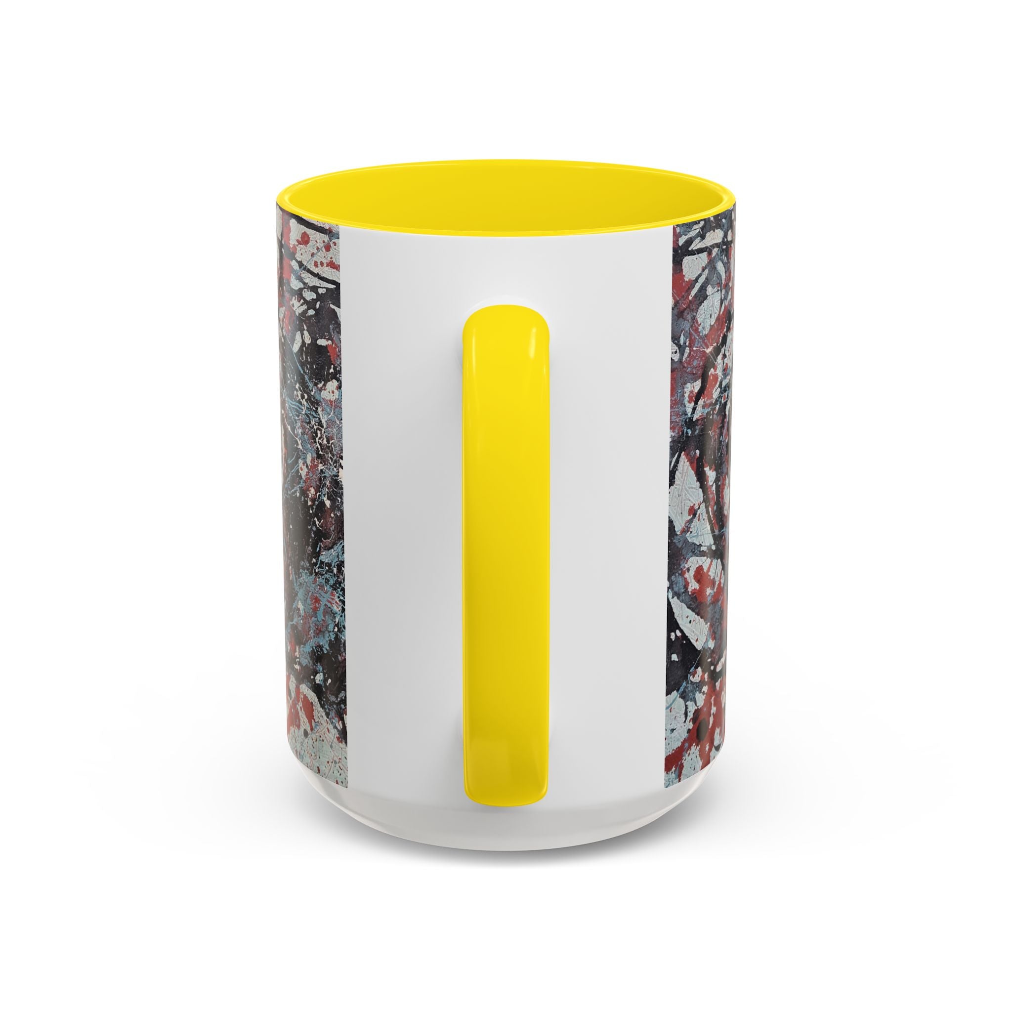 Abstract Splatter Accent Coffee Mug — Red, Black & White Artistic Design (11/15oz)