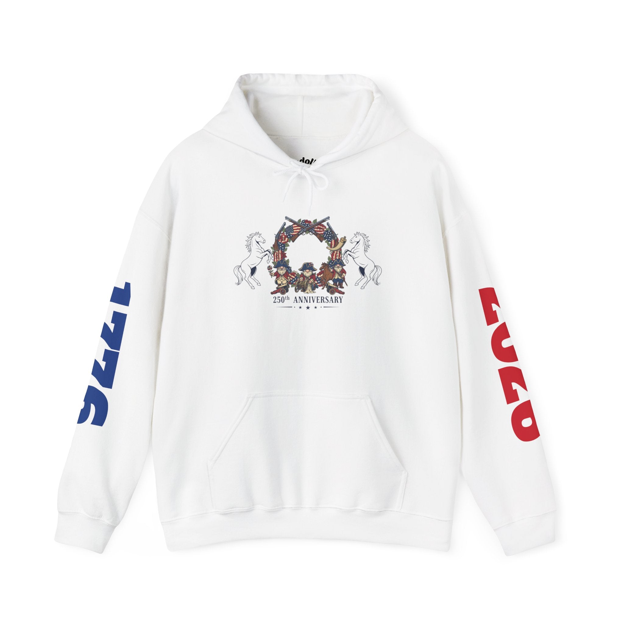 Anniversary Skull Hoodie — 10th Anniversary Floral Skull Pullover (Red & Blue Sleeve Years)