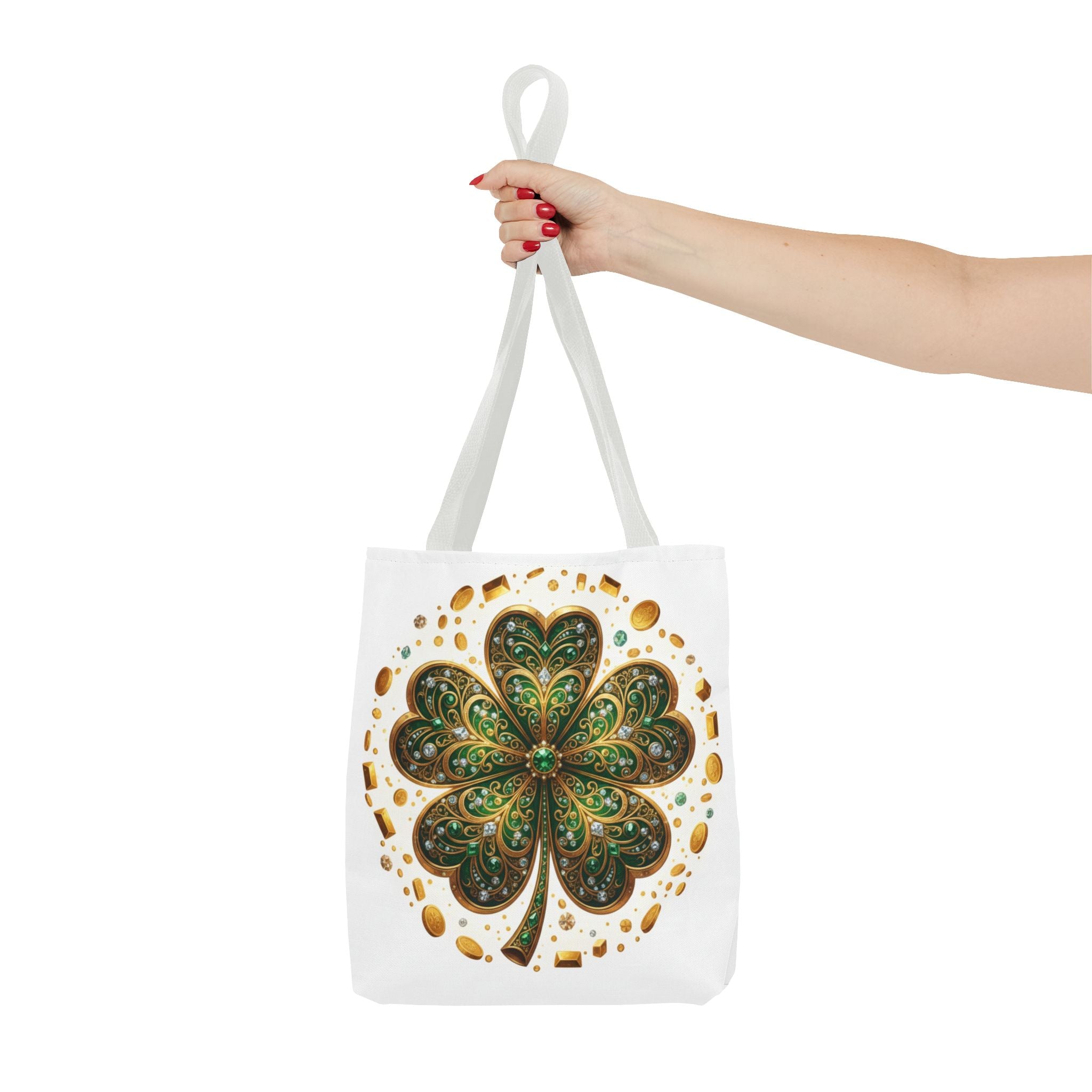 Celtic Shamrock Tote Bag — Green Four-Leaf Clover St. Patrick’s Day All-Over Print