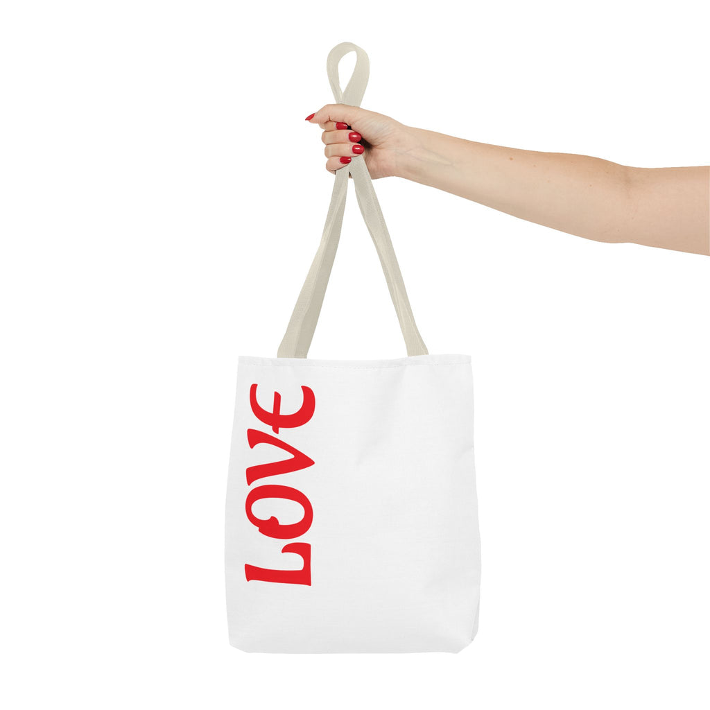 LOVE Vertical Red Tote Bag – Romantic Valentine’s Day Canvas Tote