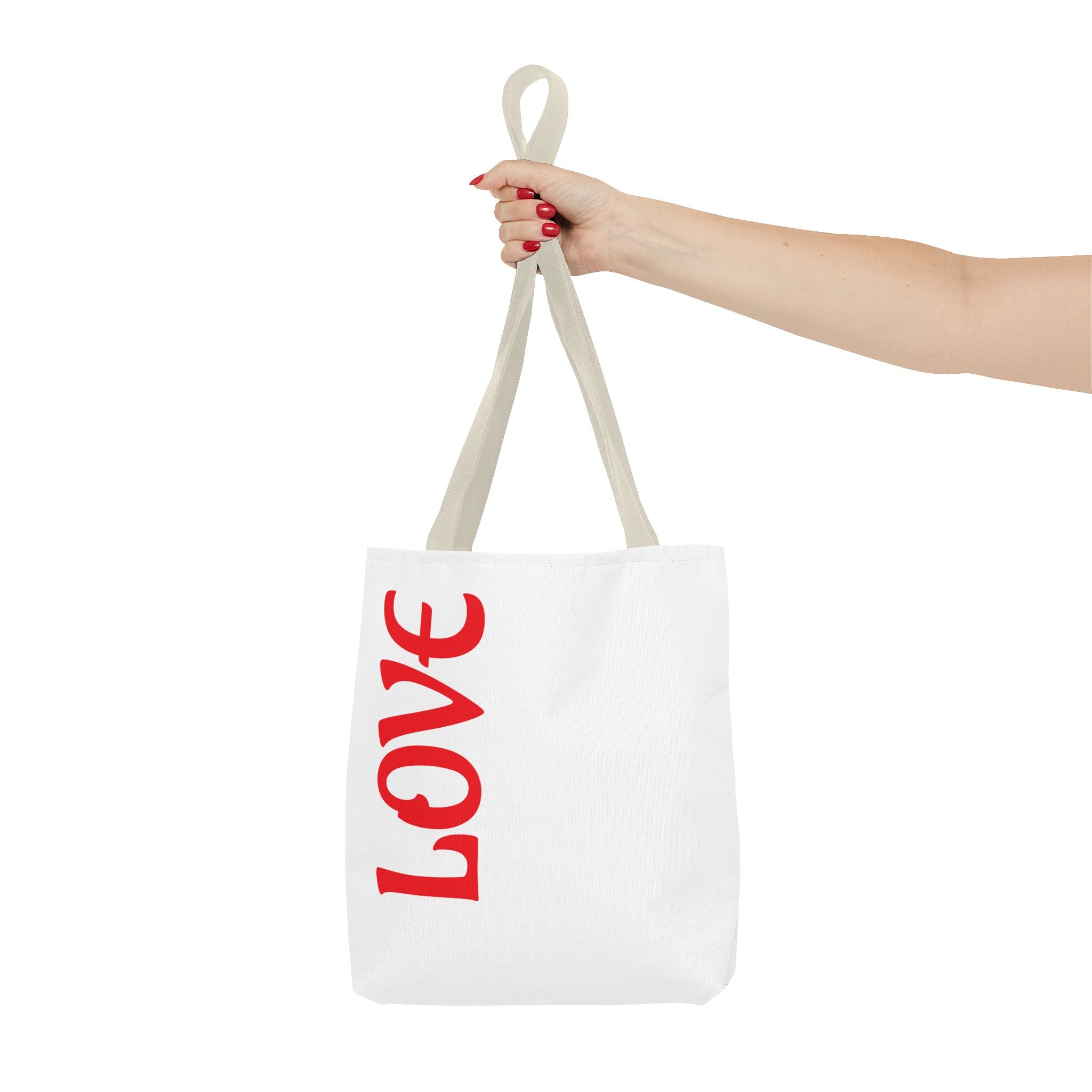LOVE Vertical Red Tote Bag – Romantic Valentine’s Day Canvas Tote