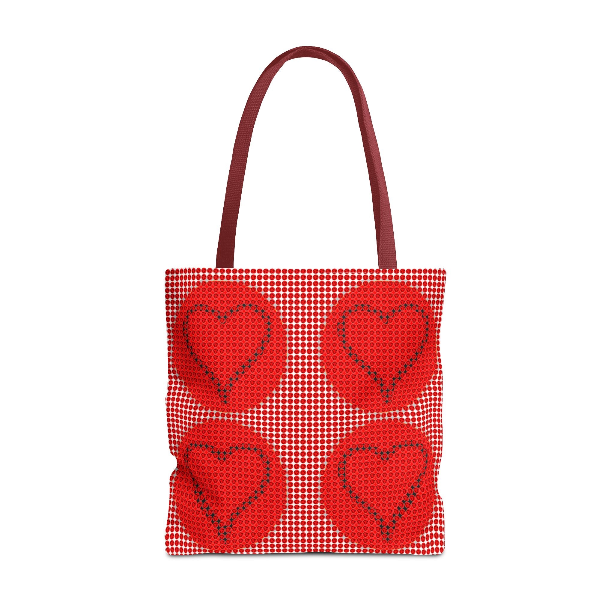Heart Pattern Tote Bag — Red Valentine All-Over Print Canvas Tote